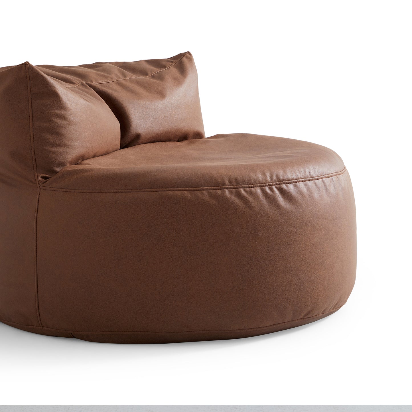 Eclipse lounge Leathaire Gray Beanbag With Ottoman-Brown