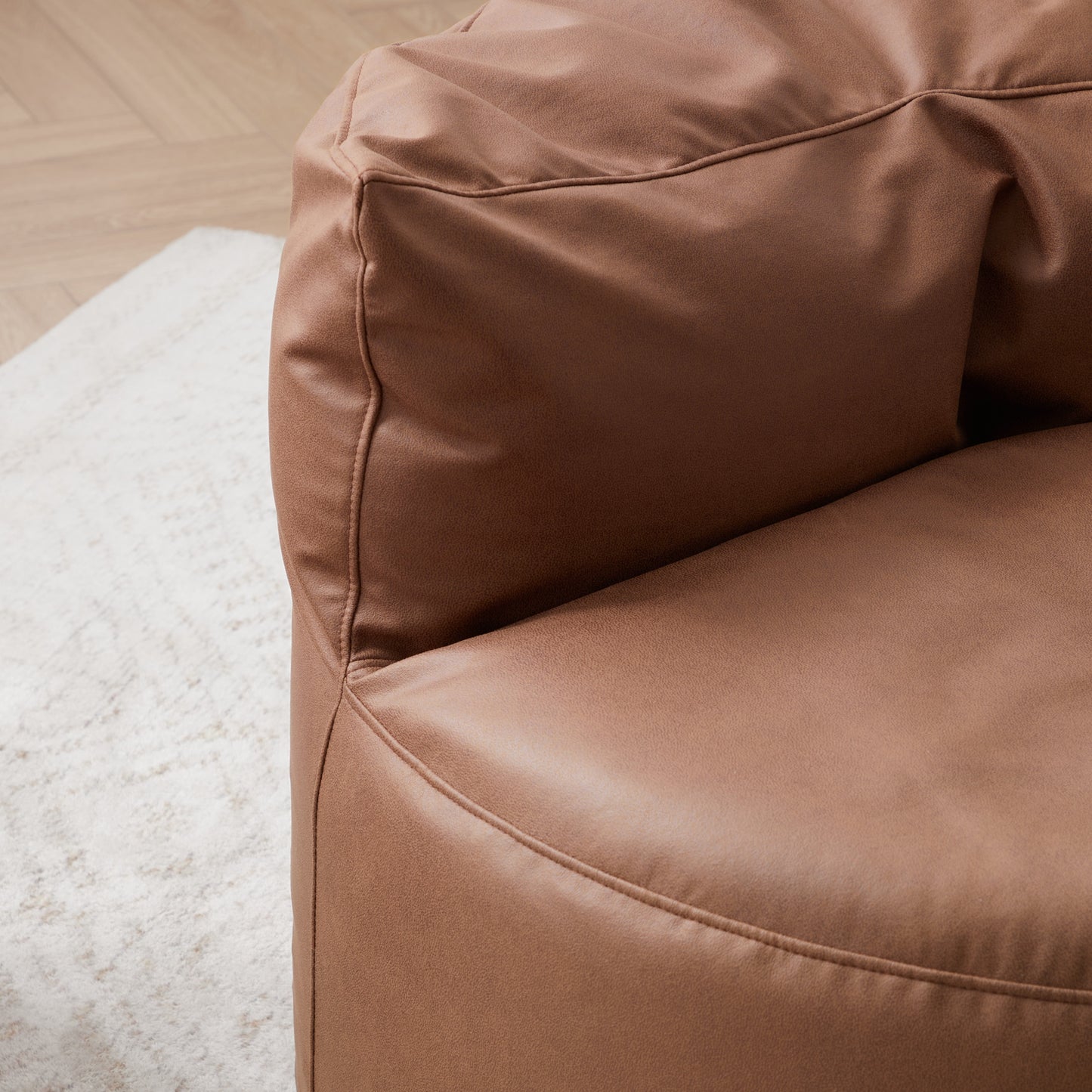 Eclipse lounge Leathaire Gray Beanbag With Ottoman-Brown