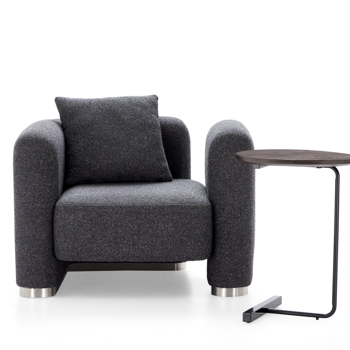 Obsidian Dark Gray Polyester Fabric Accent Chair-Dark Gray