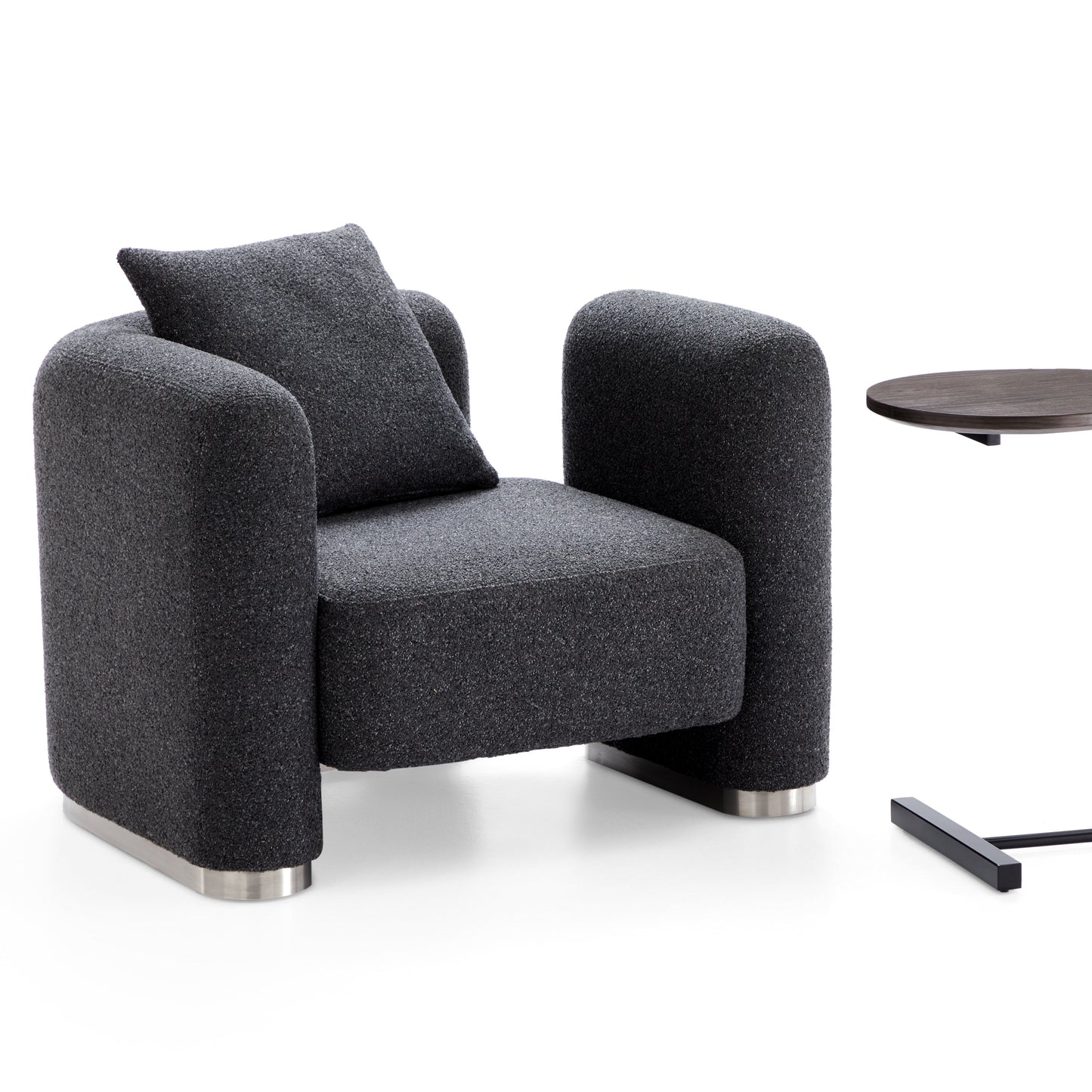 Obsidian Dark Gray Polyester Fabric Accent Chair-Dark Gray