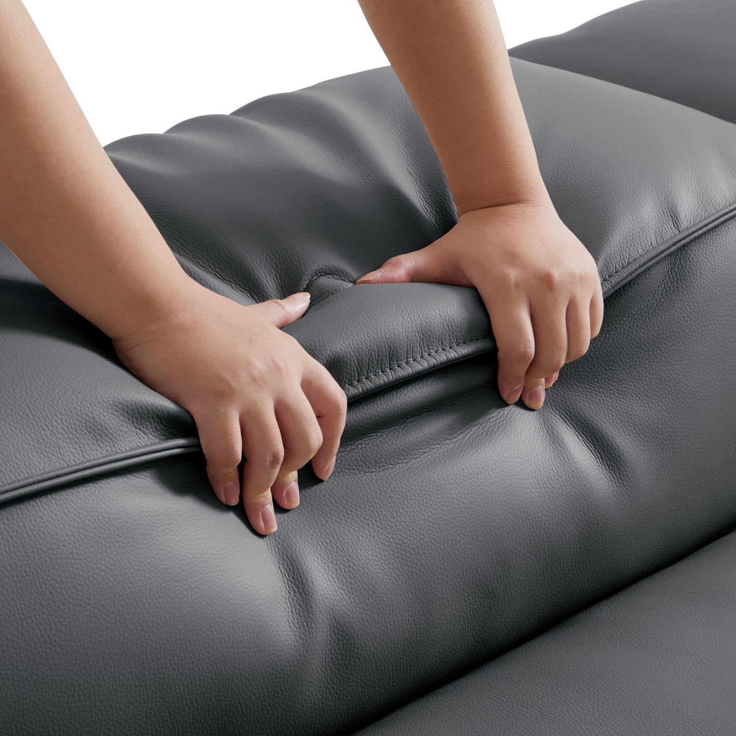 Flex Modular Black Genuine Leather Double Sided Sectional-Dark Gray