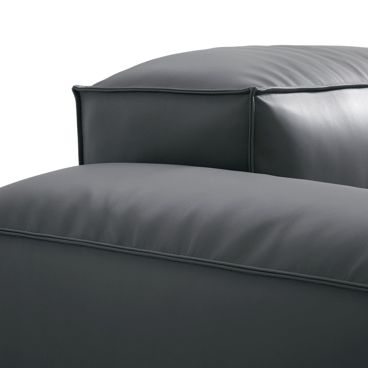 Flex Modular Black Genuine Leather Double Sided Sectional-Dark Gray