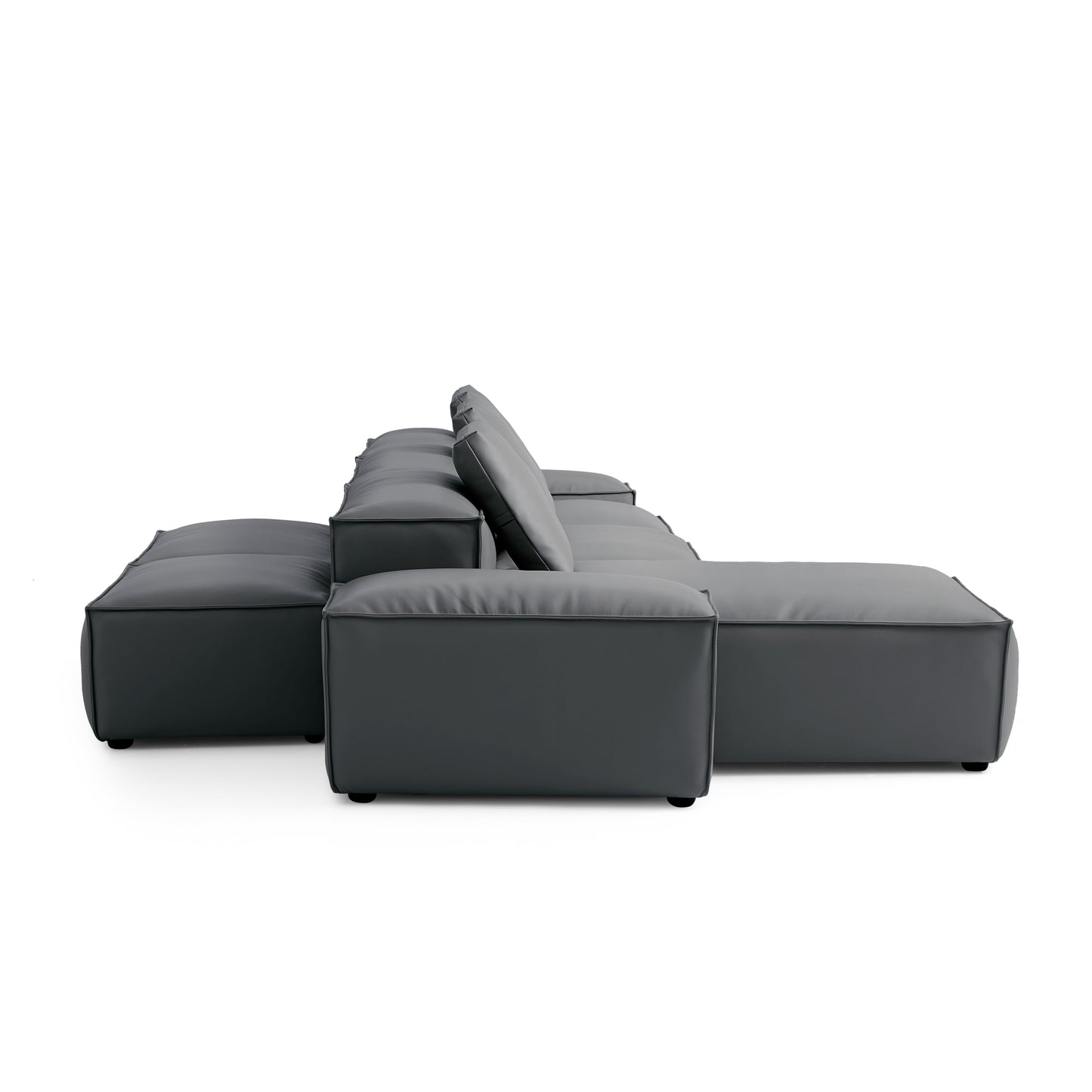 Flex Modular Black Genuine Leather Double Sided Sectional-Dark Gray-142.9"-Low