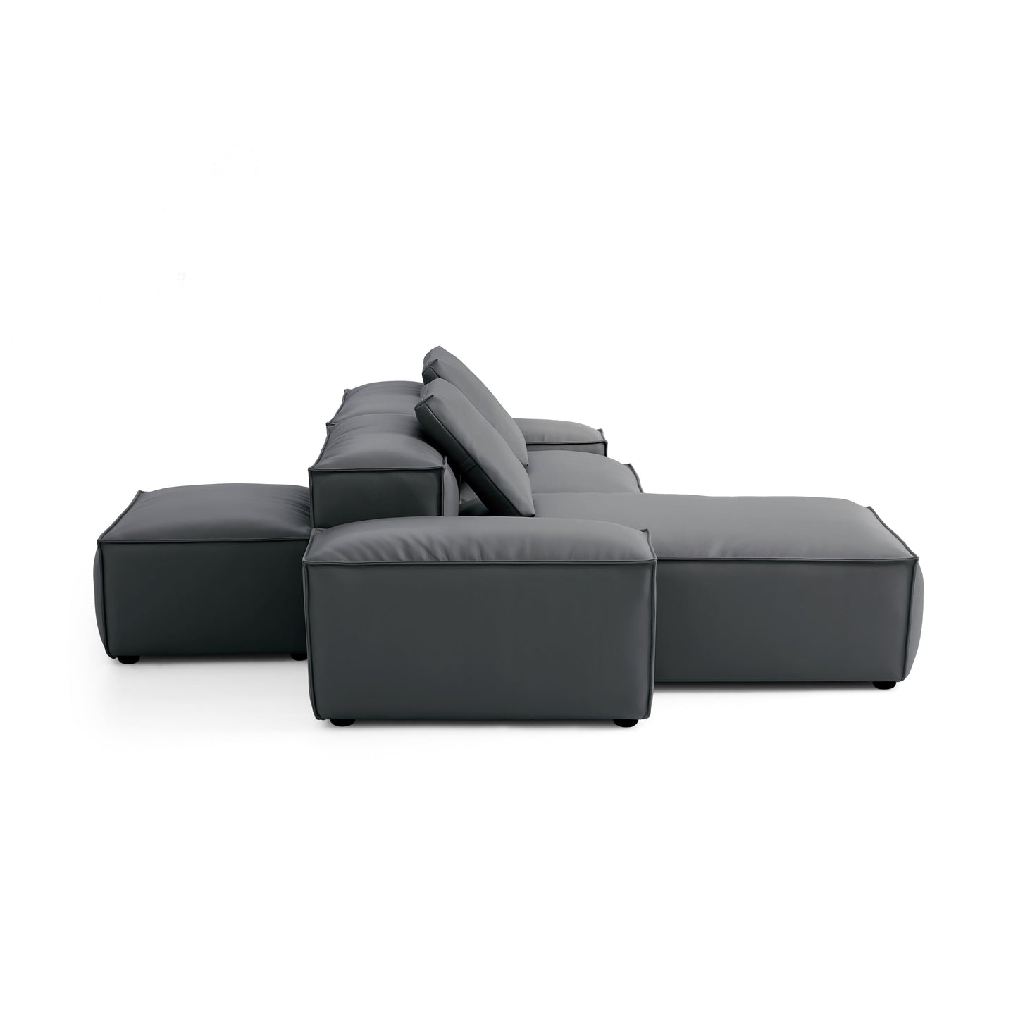 Flex Modular Black Genuine Leather Double Sided Sectional-Dark Gray-105.5"-Low