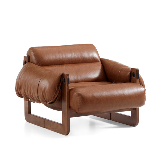 Retro Modern Leather Lounge Chair-hidden