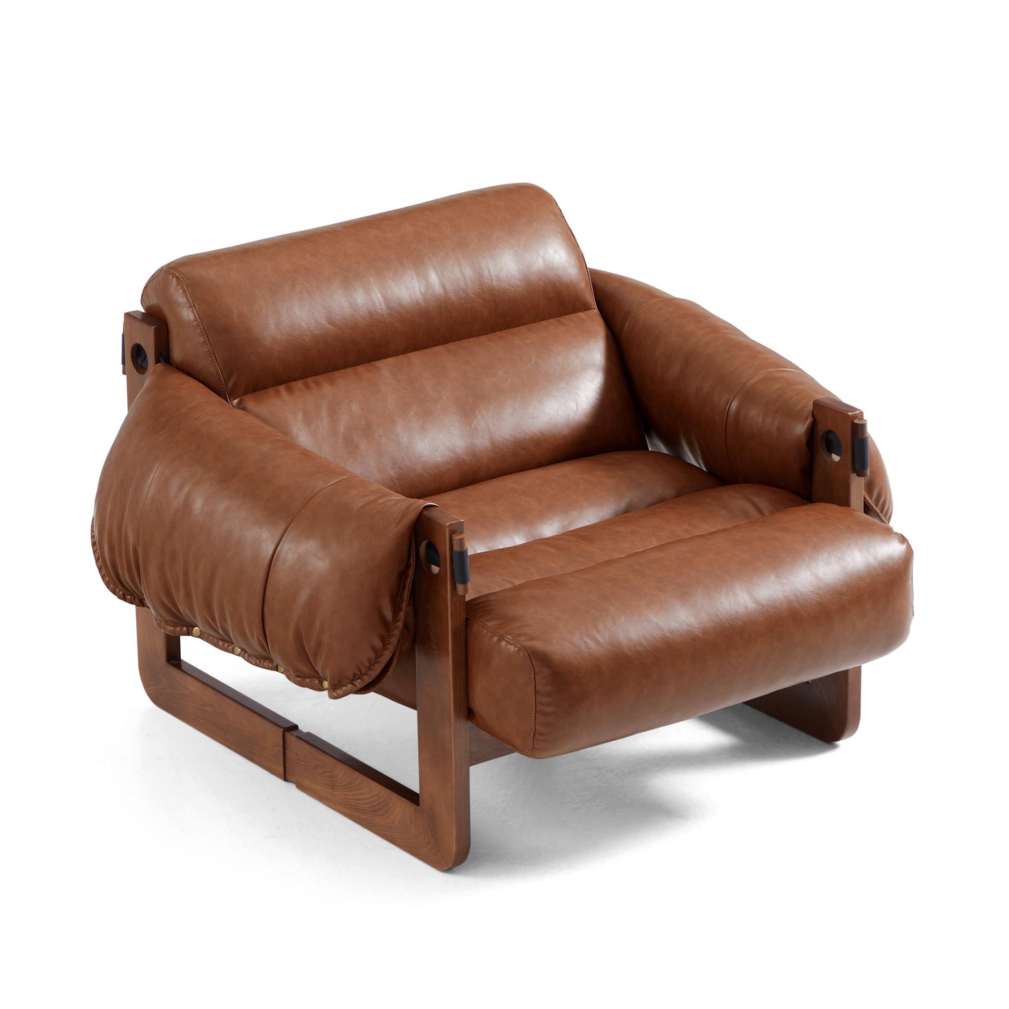 Retro Modern Leather Lounge Chair-Brown