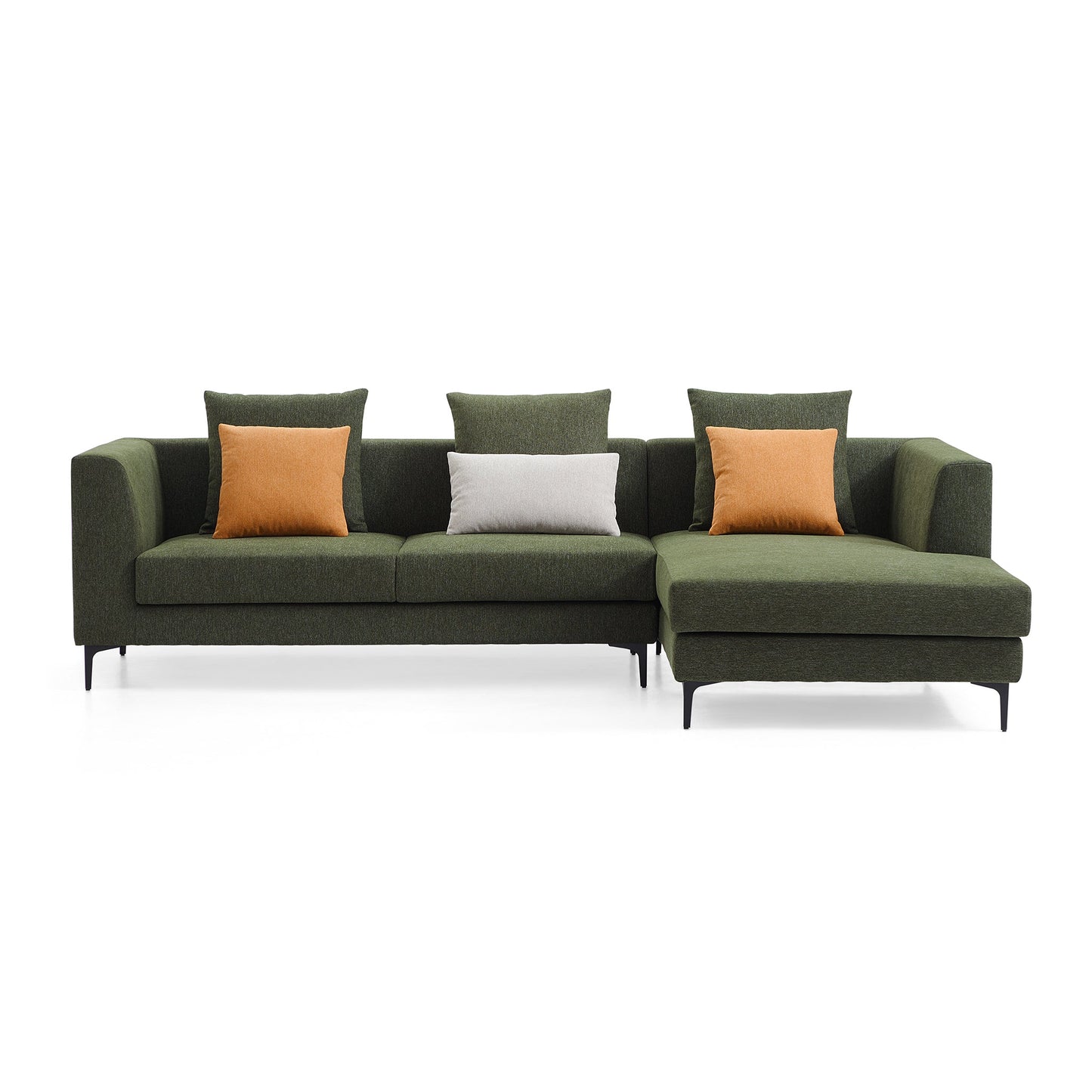 Jungle L Shaped Green Fabric Sectional Sofa With Chaise-Green-113.8"-Facing Right