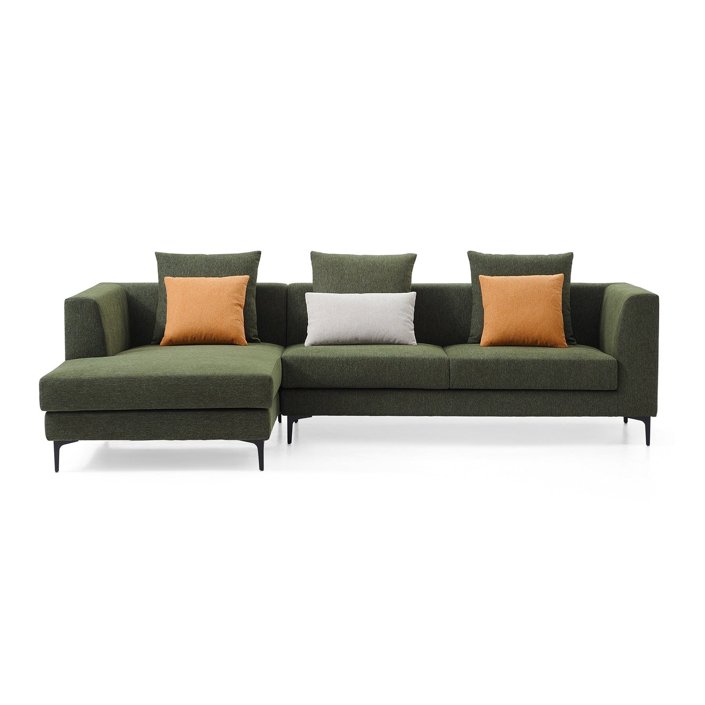 Jungle L Shaped Green Fabric Sectional Sofa With Chaise-Green-113.8"-Facing Left