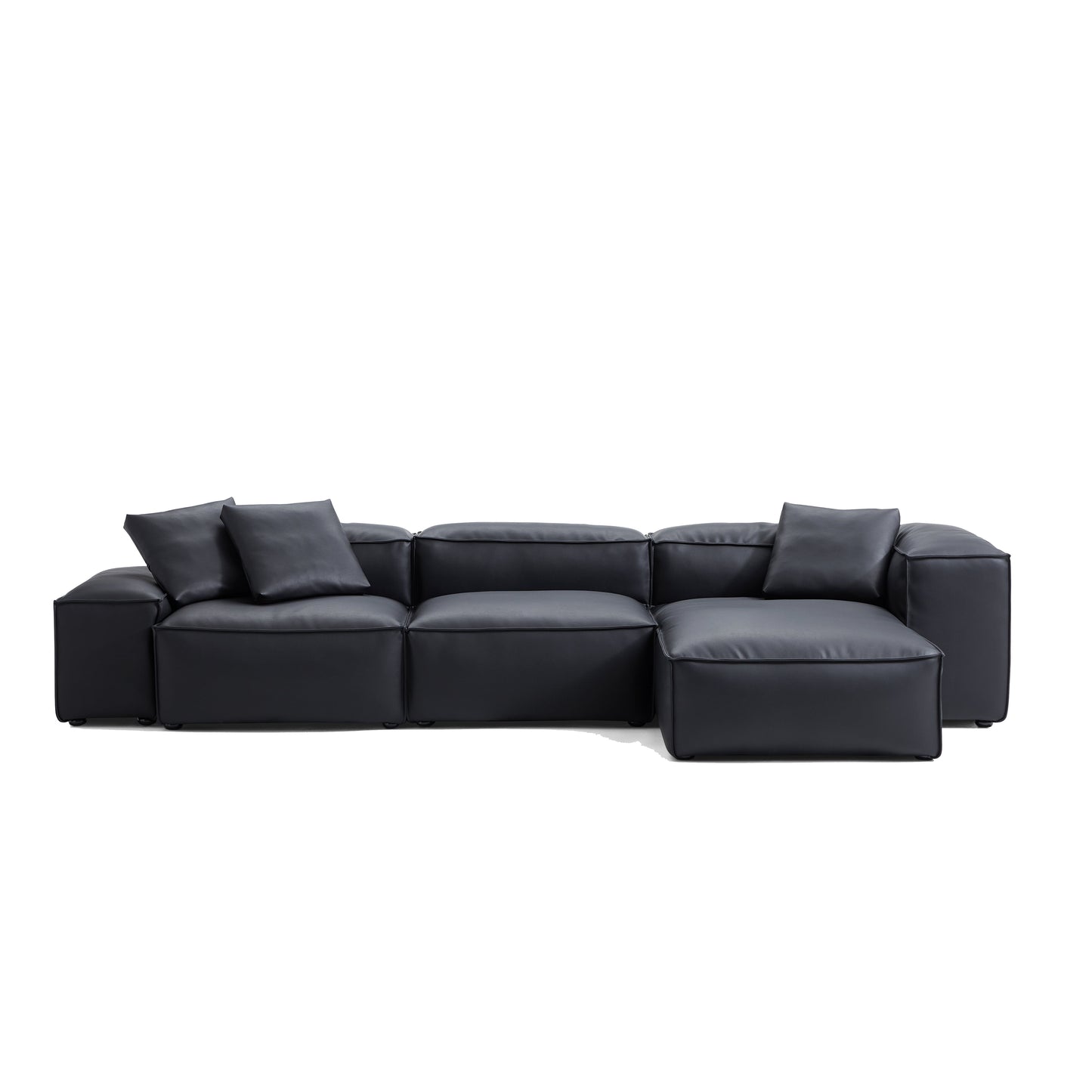Flex Modular Brown Genuine Leather Sectional-Black-142.9″-Low & High
