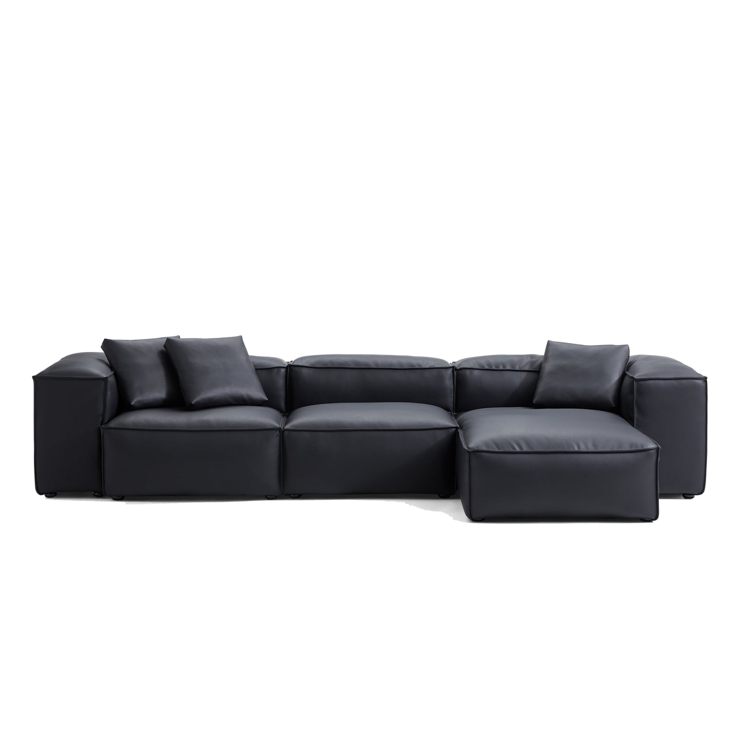 Flex Modular Brown Genuine Leather Sectional-Black-142.9″-High