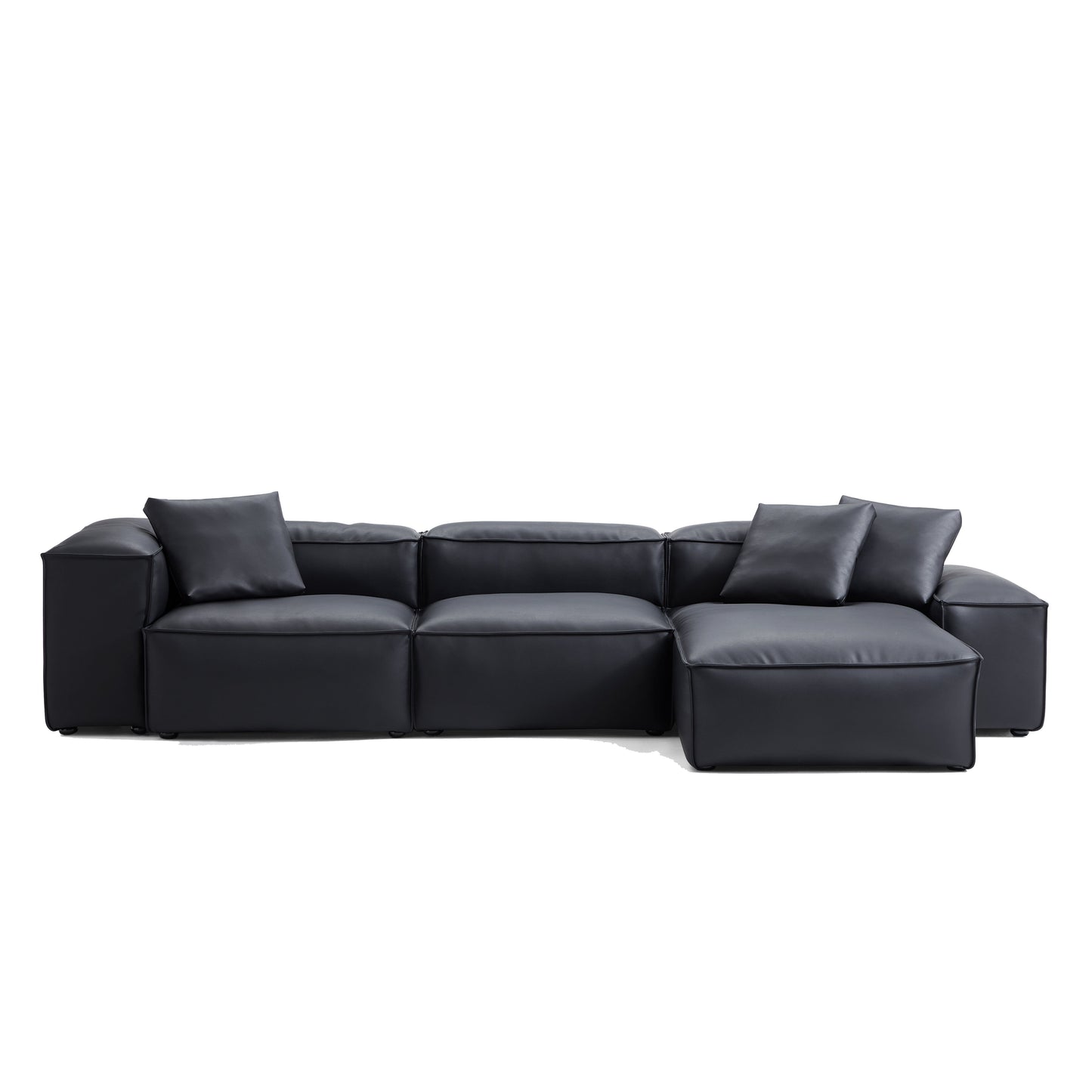 Flex Modular Brown Genuine Leather Sectional-Black-142.9″-Low & High