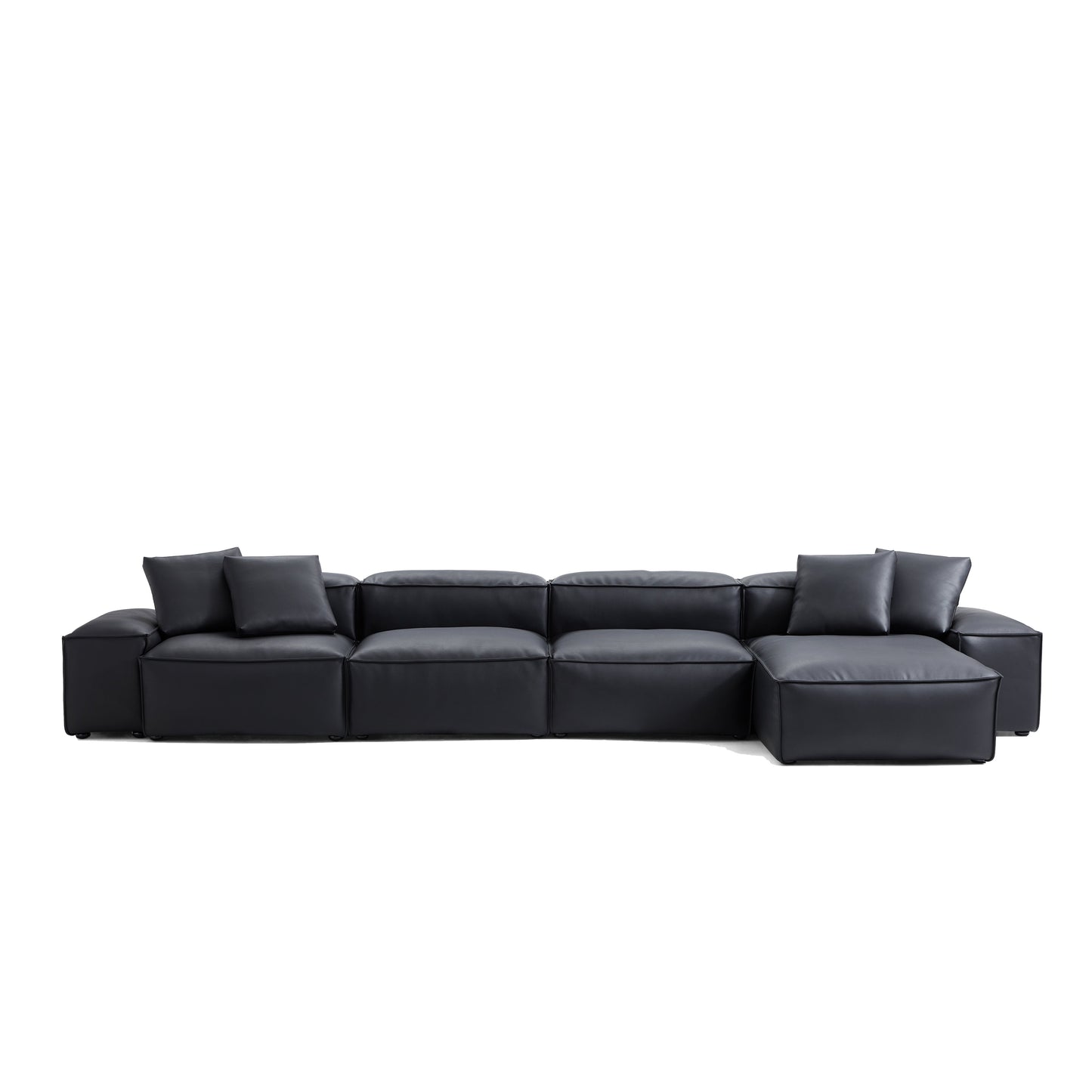 Flex Modular Brown Genuine Leather Sectional-Black-180.3″-Low