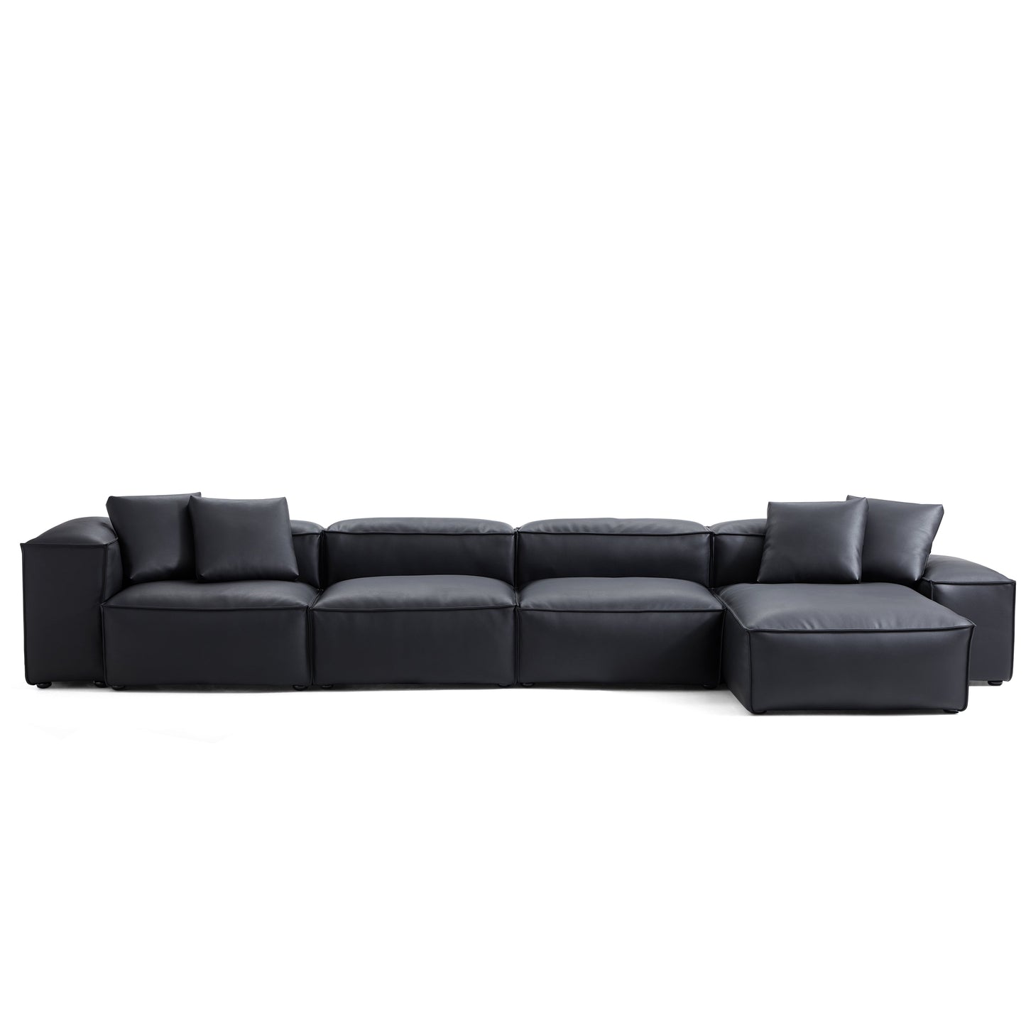 Flex Modular Brown Genuine Leather Sectional-Black-180.3″-Low & High