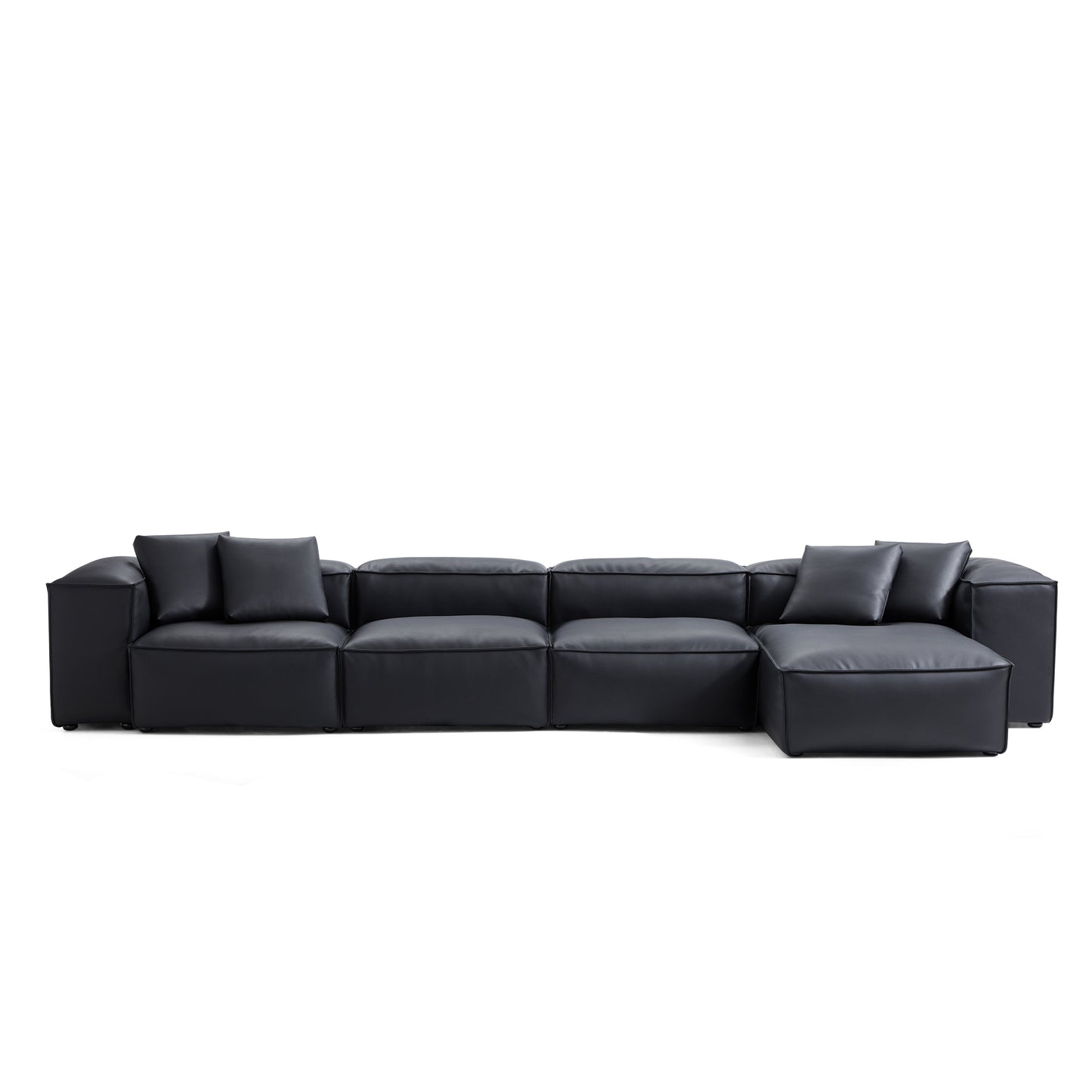 Flex Modular Brown Genuine Leather Sectional-Black-180.3″-High