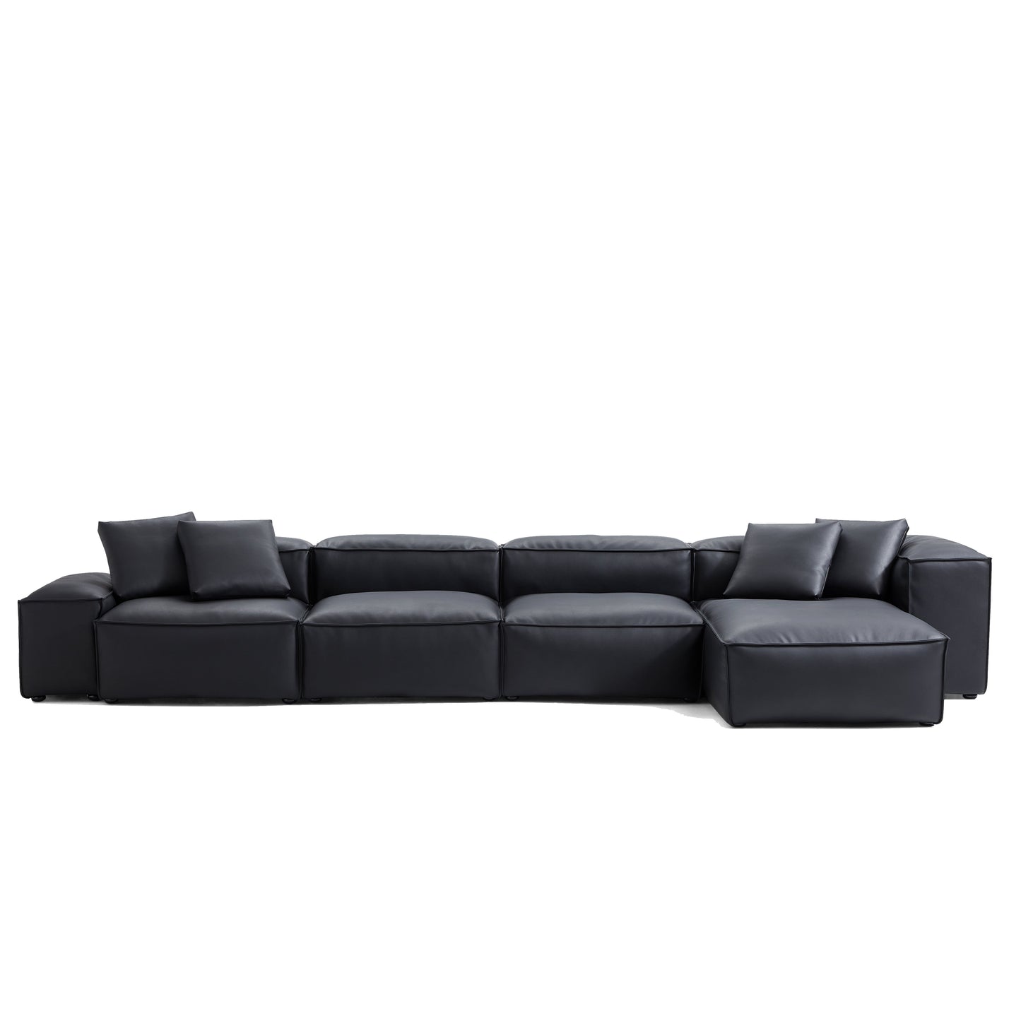 Flex Modular Brown Genuine Leather Sectional-Black-180.3″-Low & High