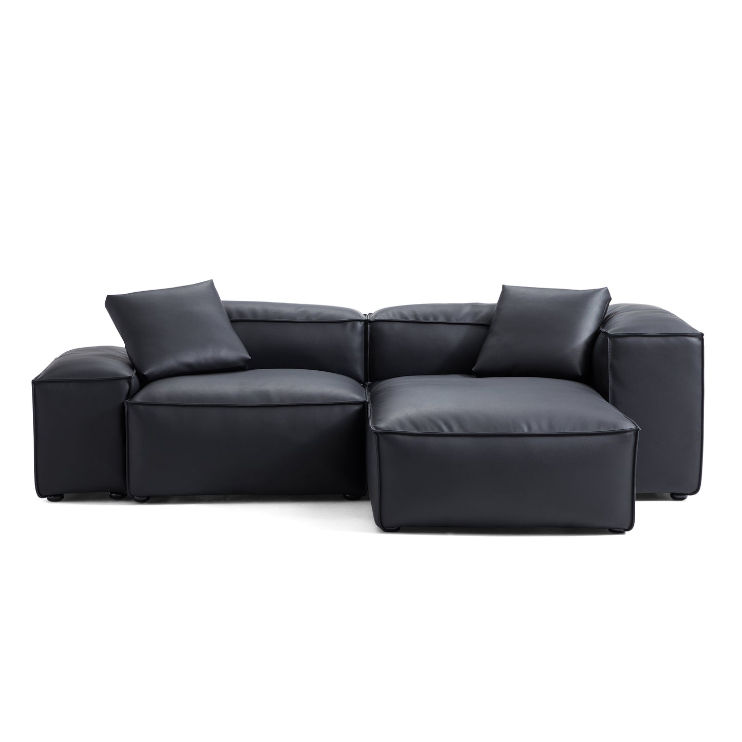Flex Modular Brown Genuine Leather Sectional-Black-105.5″-Low & High