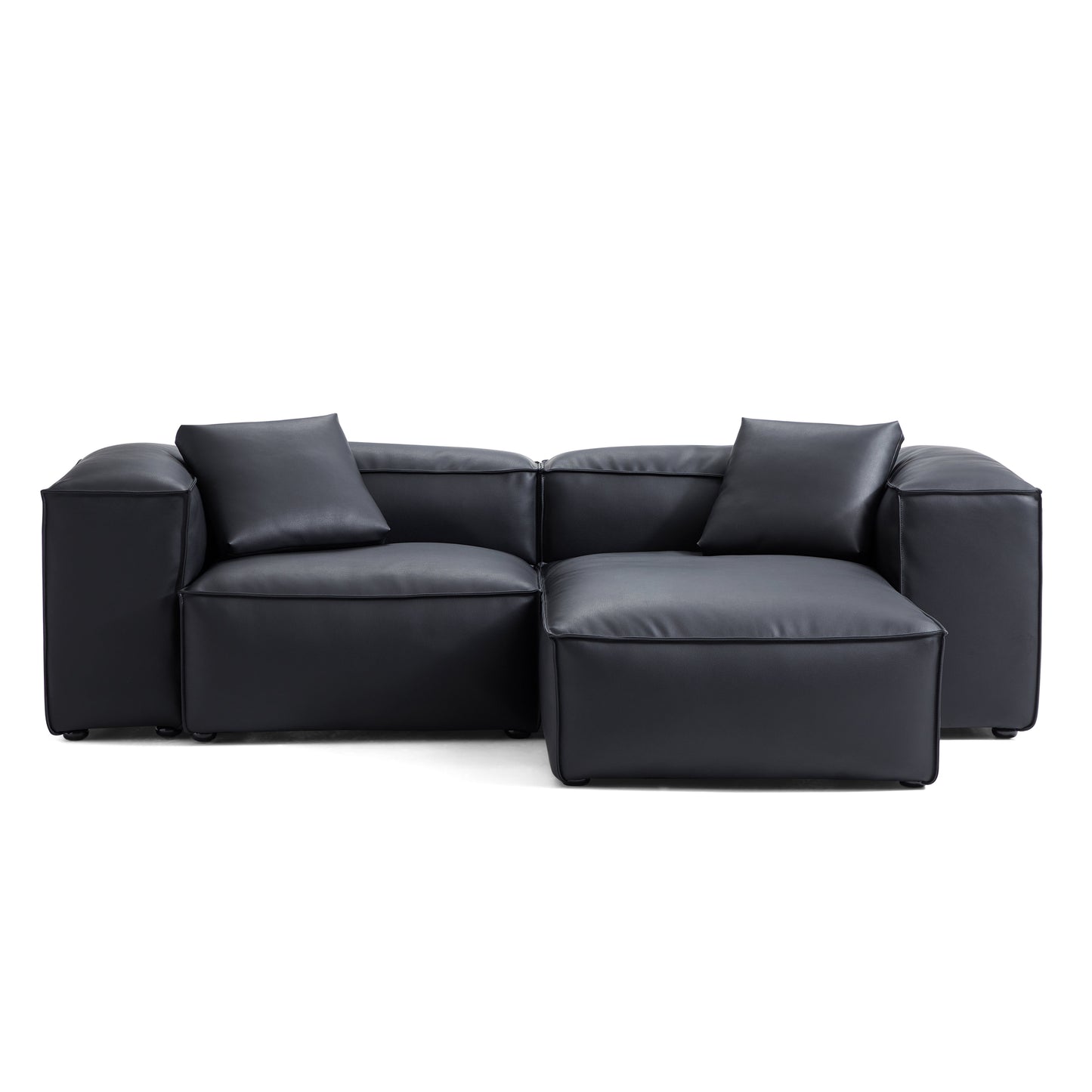 Flex Modular Brown Genuine Leather Sectional-Black-105.5″-High