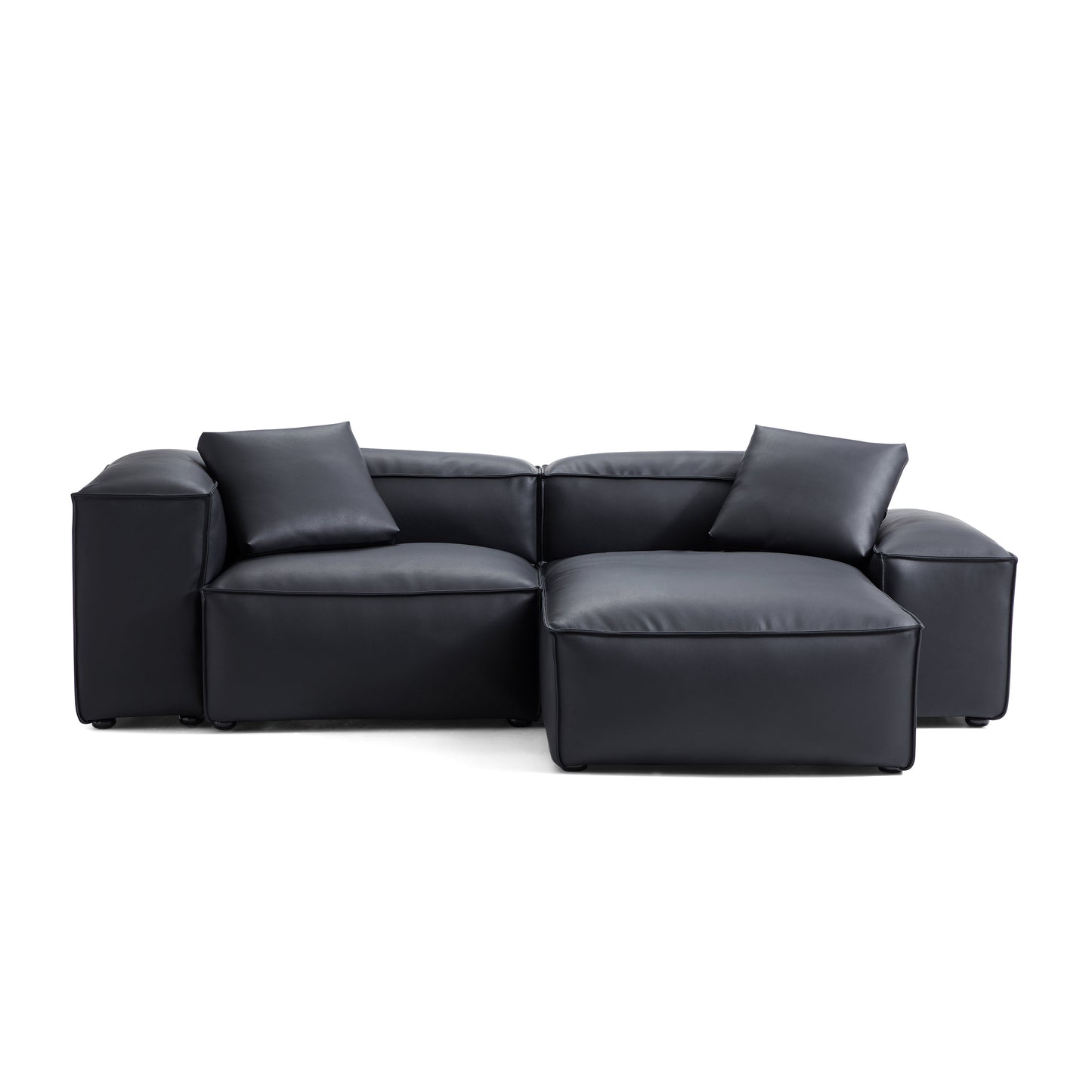 Flex Modular Brown Genuine Leather Sectional-Black-105.5″-Low & High