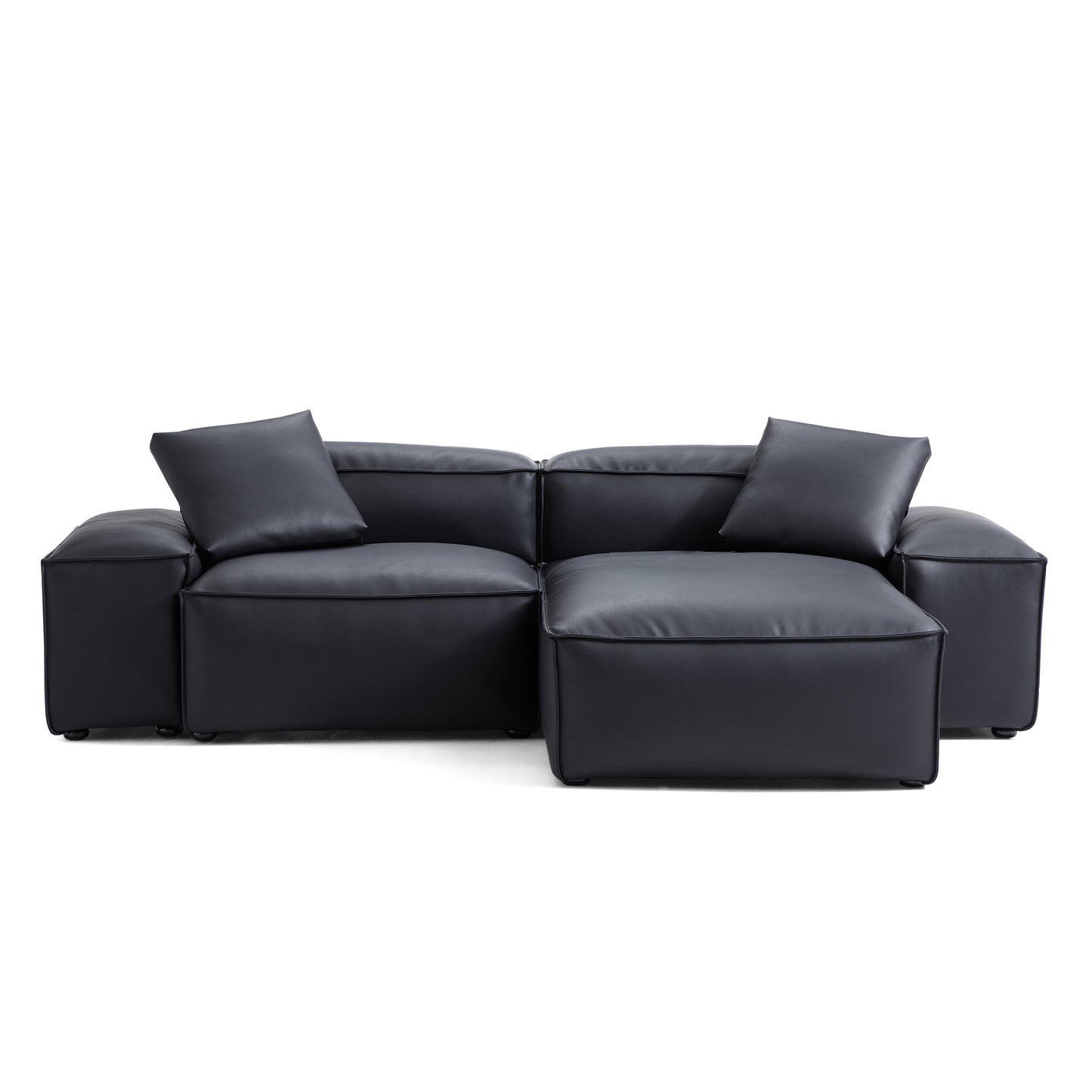 Flex Modular Brown Genuine Leather Sectional-Black-105.5″-Low