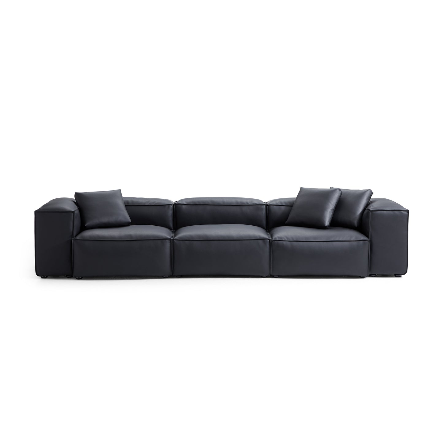 Flex Modular Brown Genuine Leather Sofa-Black-142.9"-High