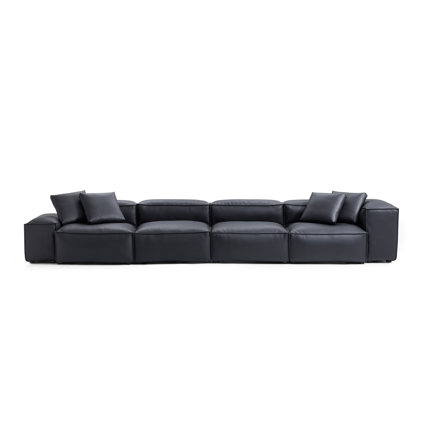 Flex Modular Brown Genuine Leather Sofa-Black-180.3"-Low & High