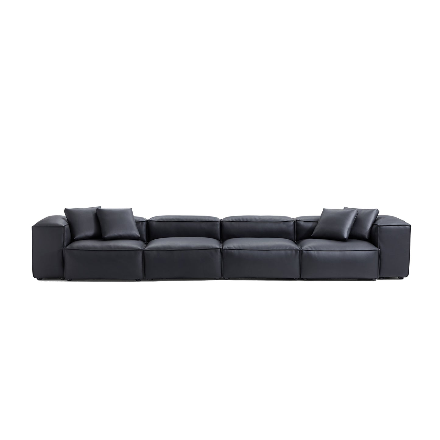 Flex Modular Brown Genuine Leather Sofa-Black-180.3"-High