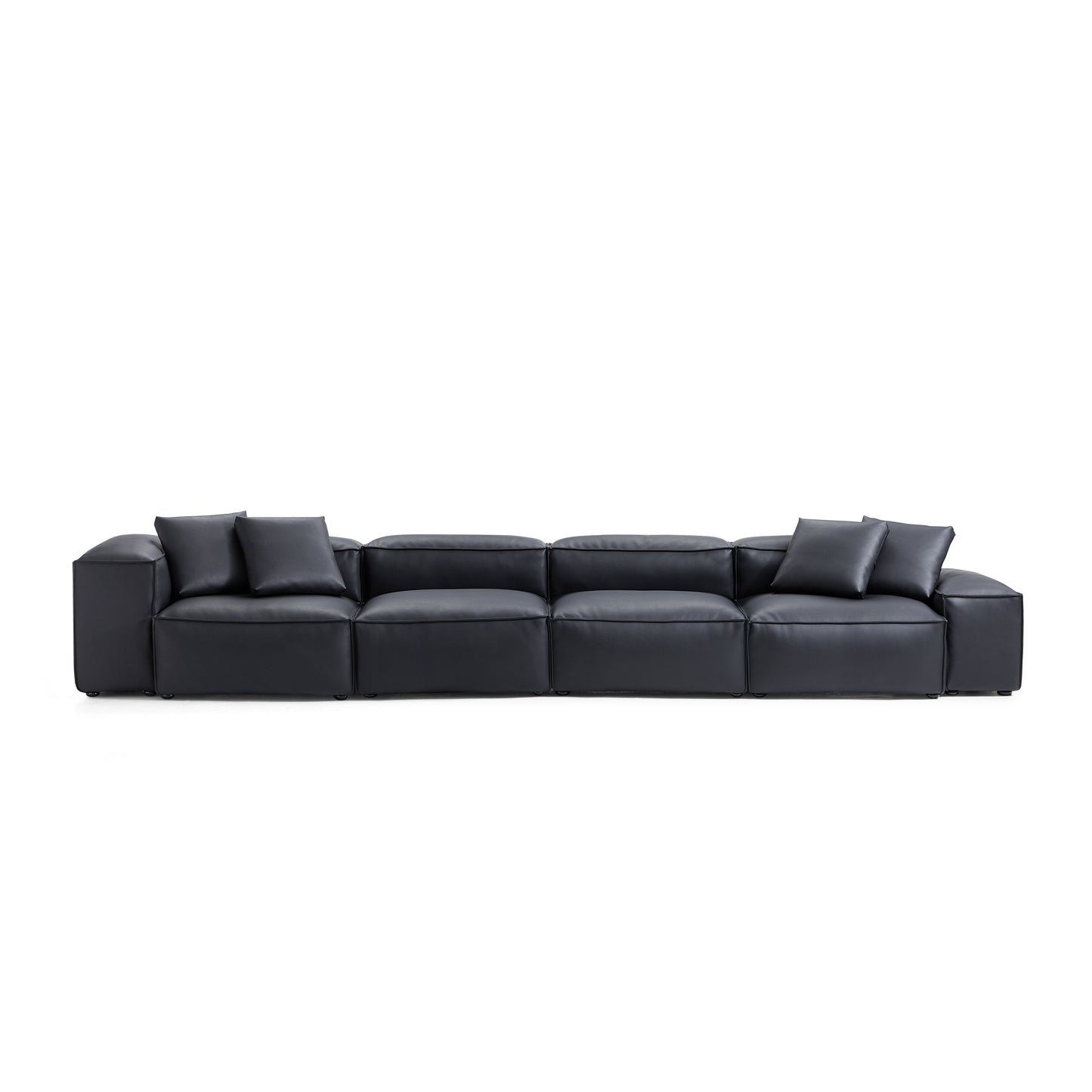 Flex Modular Brown Genuine Leather Sofa-Black-180.3"-Low & High