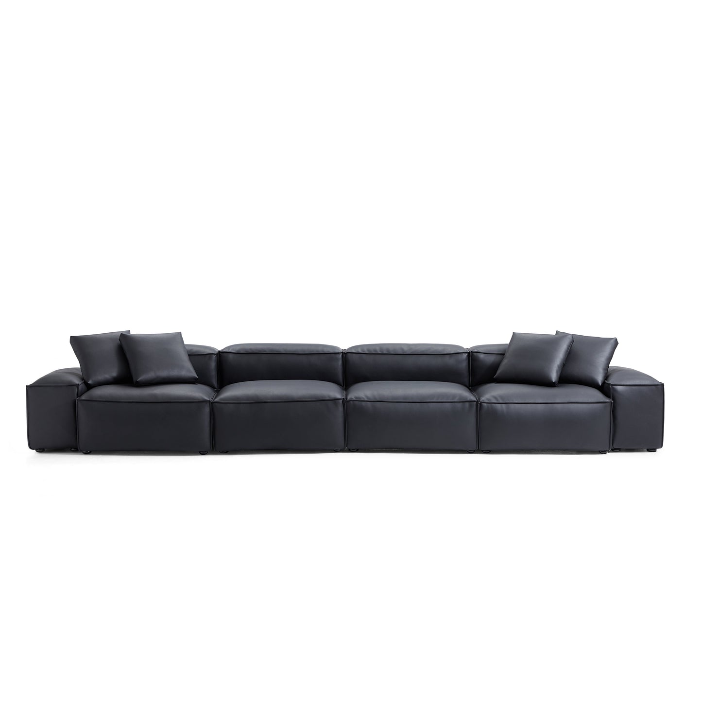 Flex Modular Brown Genuine Leather Sofa-Black-180.3"-Low