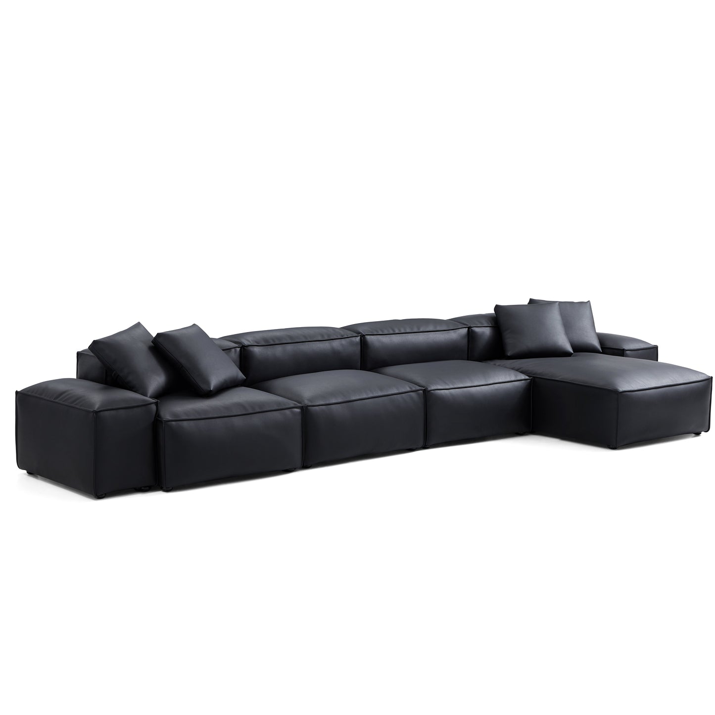 Flex Modular Brown Genuine Leather Sectional-Black-180.3″-Low