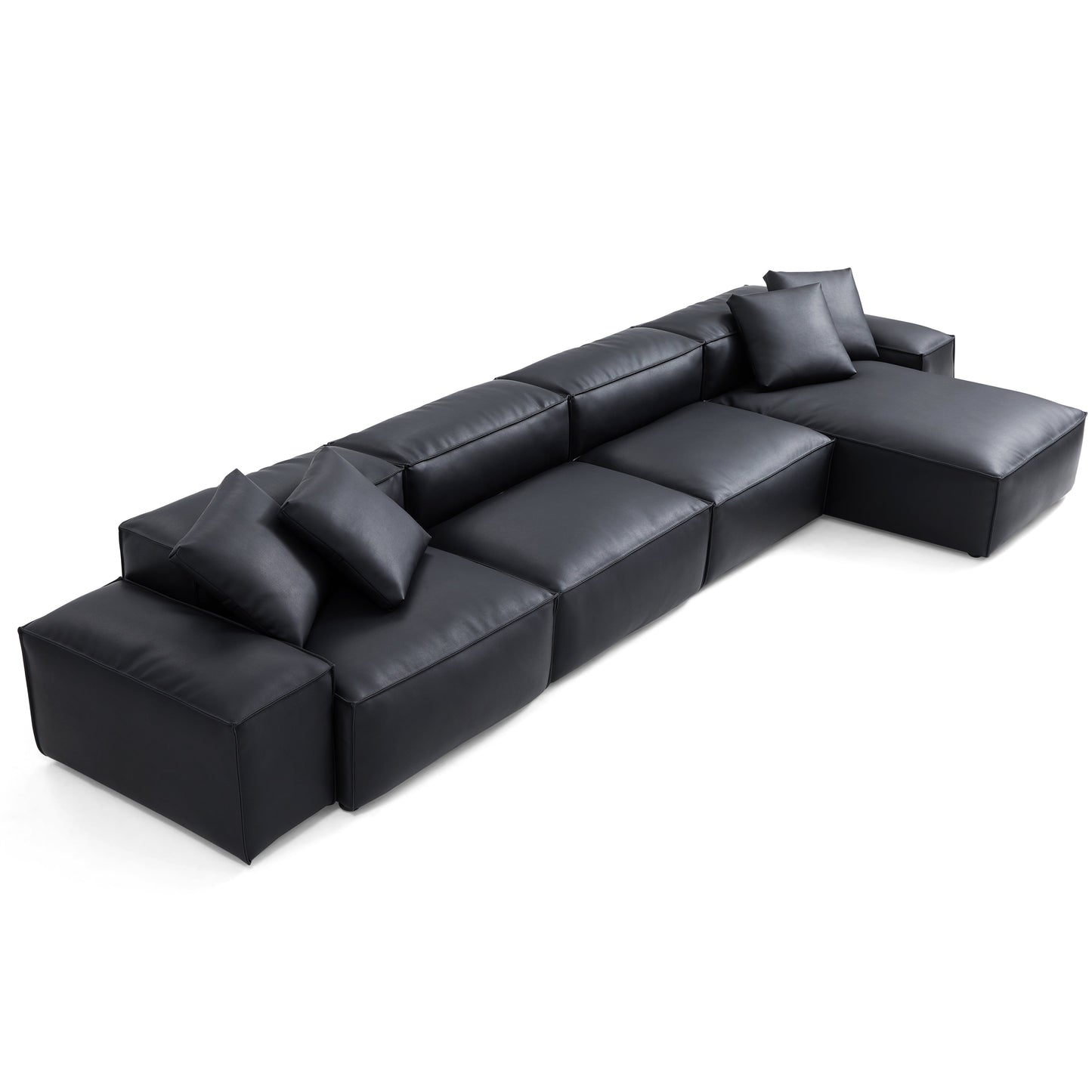 Flex Modular Brown Genuine Leather Sectional-Black-180.3″-Low