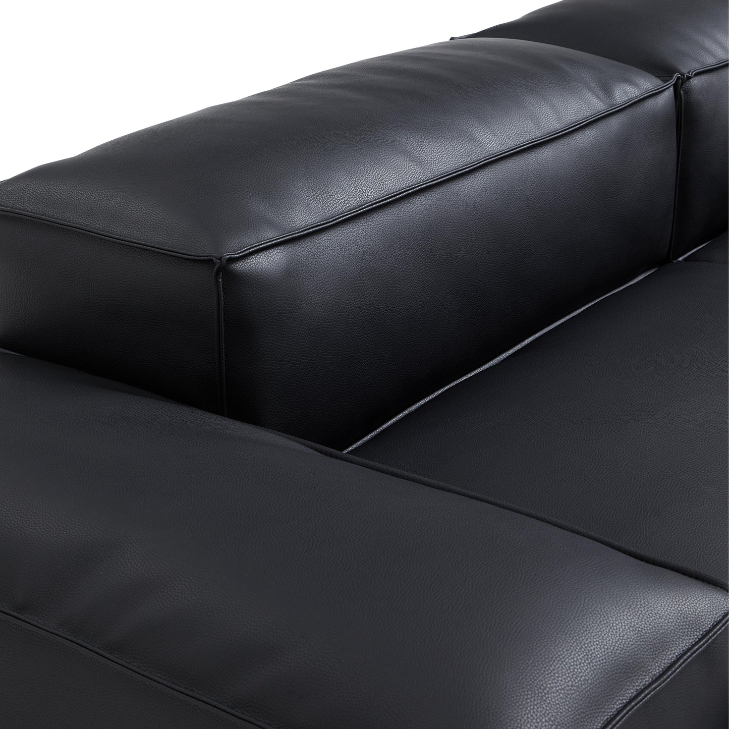 Flex Modular Black Genuine Leather Sofa-Black