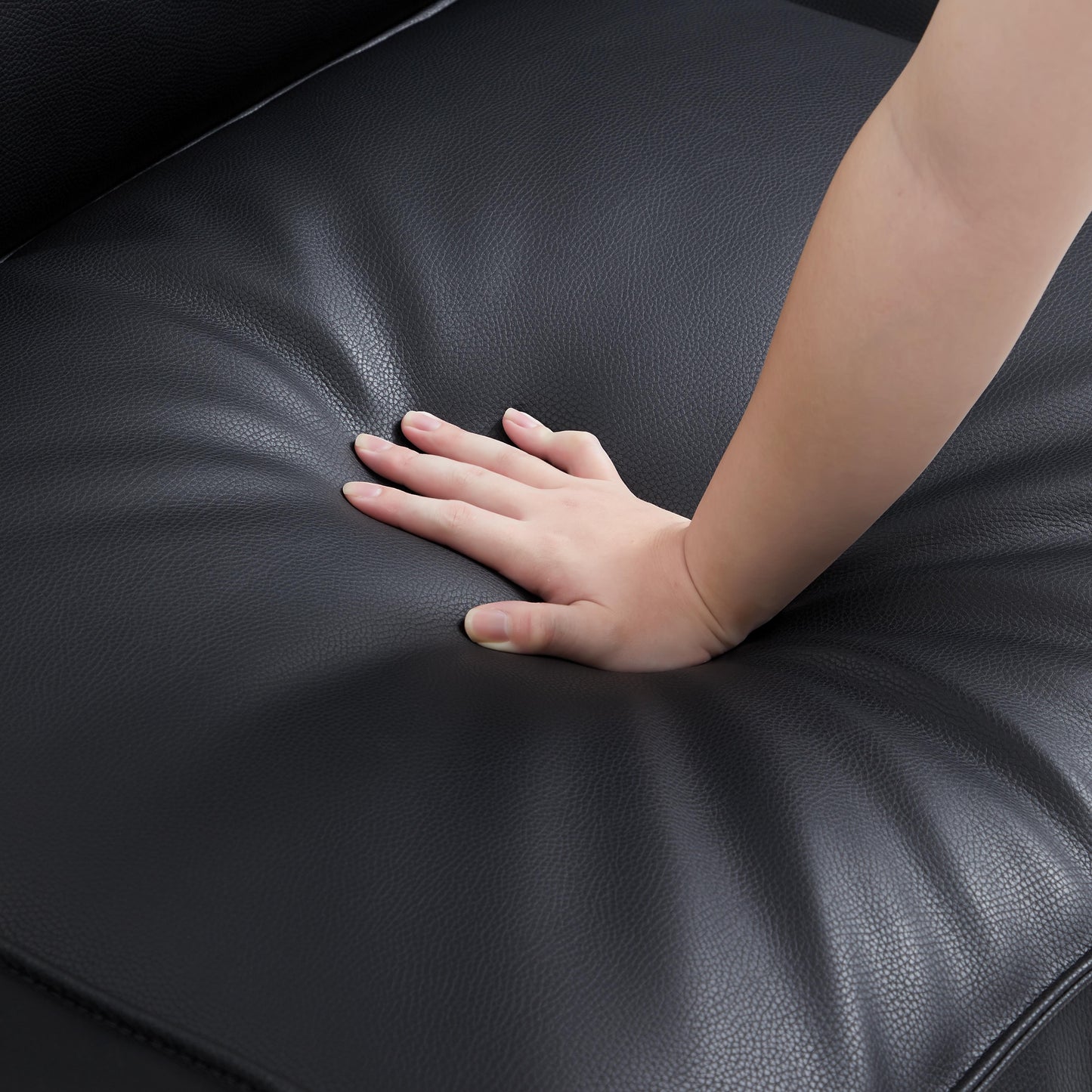 Flex Modular Black Genuine Leather Sofa-Black