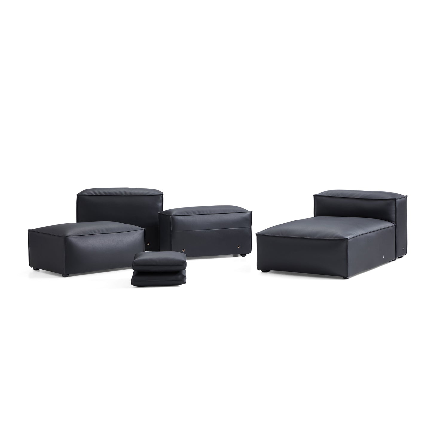 Flex Modular Brown Genuine Leather Sectional-Black