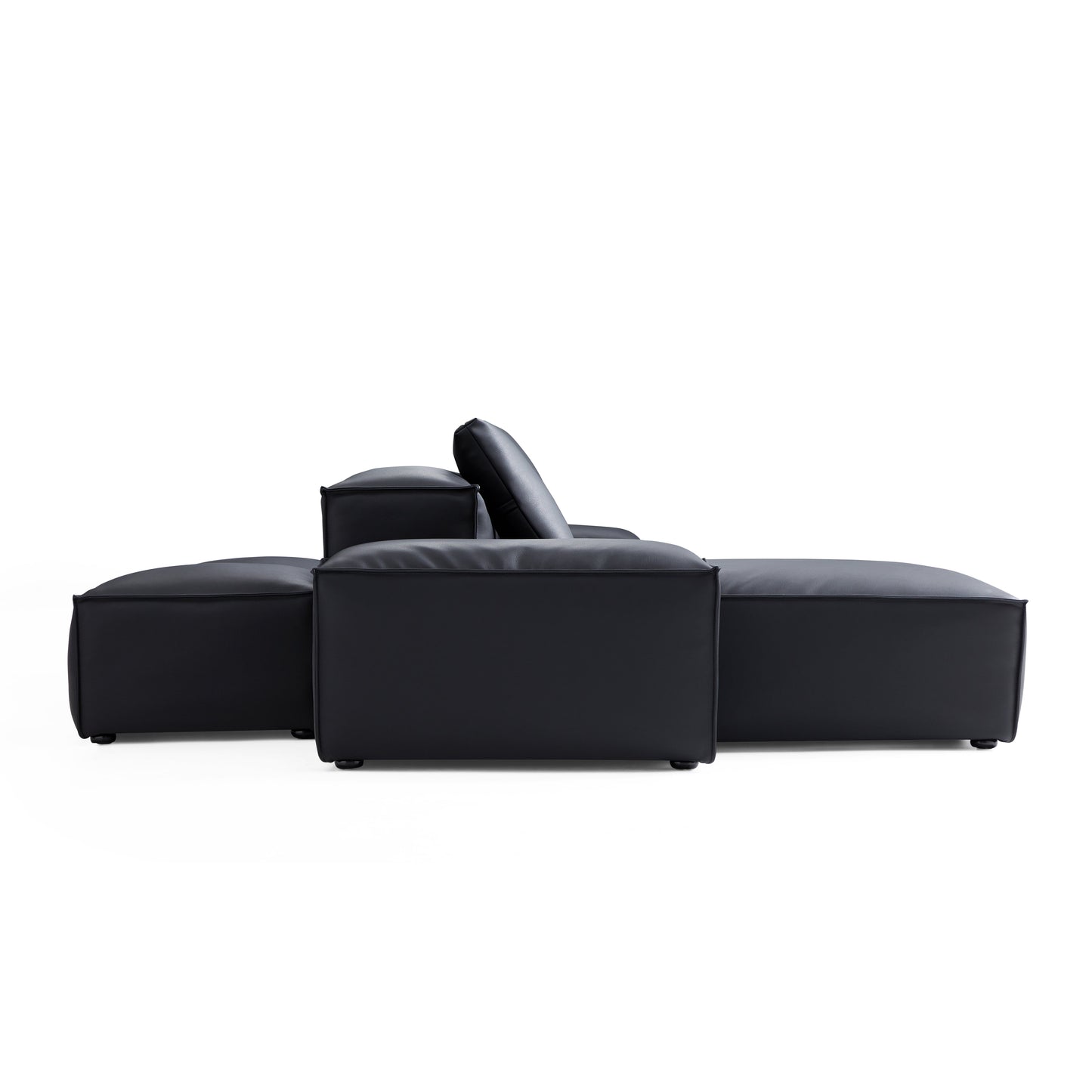 Flex Modular Brown Genuine Leather Double Sided Sectional-Black