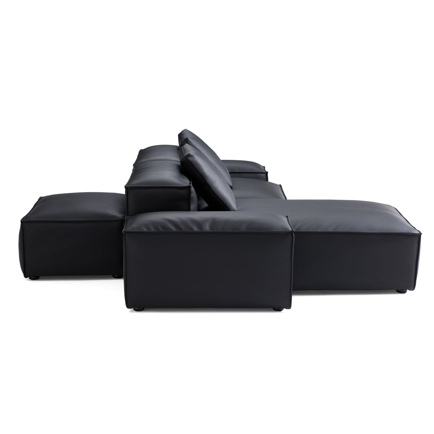 Flex Modular Brown Genuine Leather Double Sided Sectional-Black-105.5"-Low