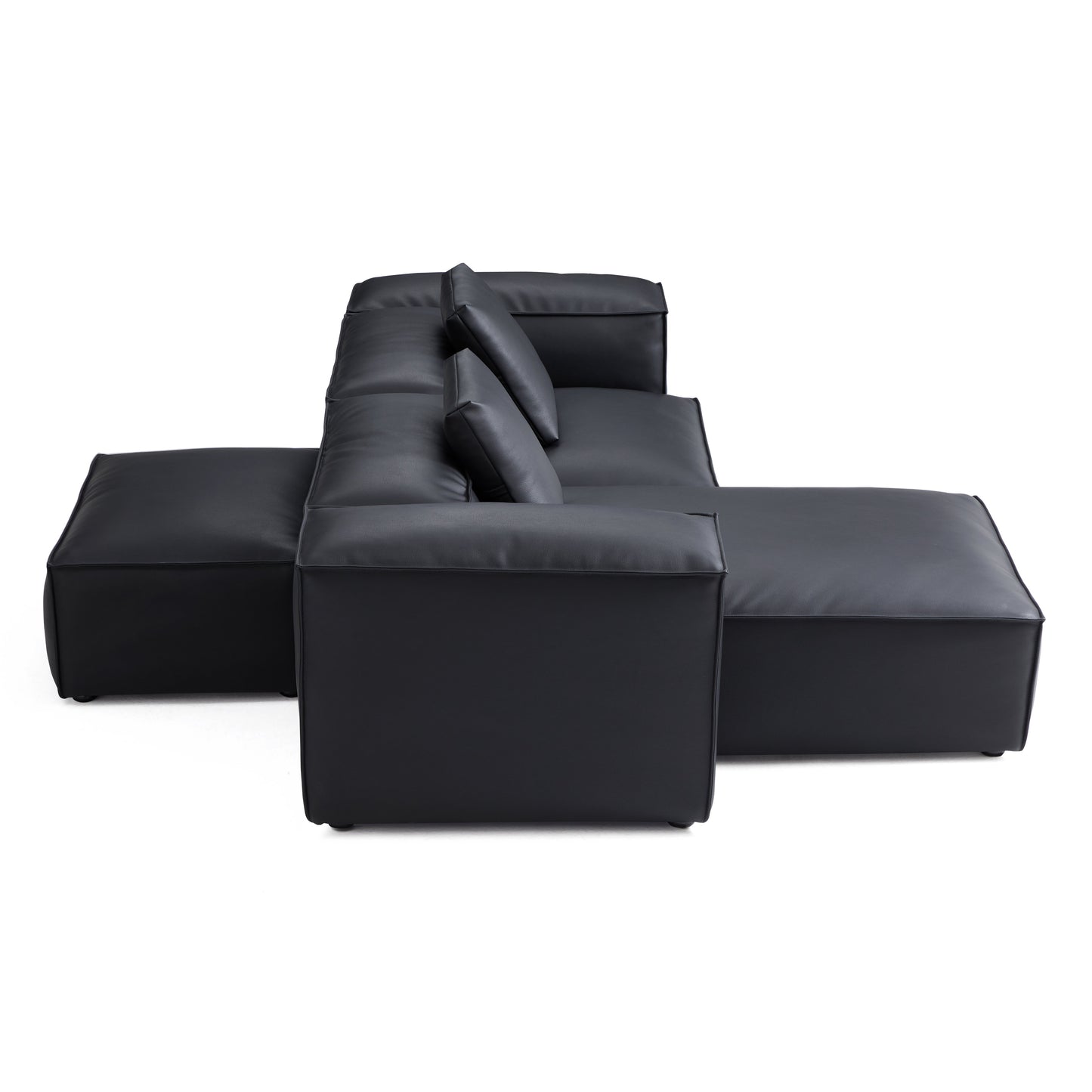 Flex Modular Brown Genuine Leather Double Sided Sectional-Black-105.5"-High