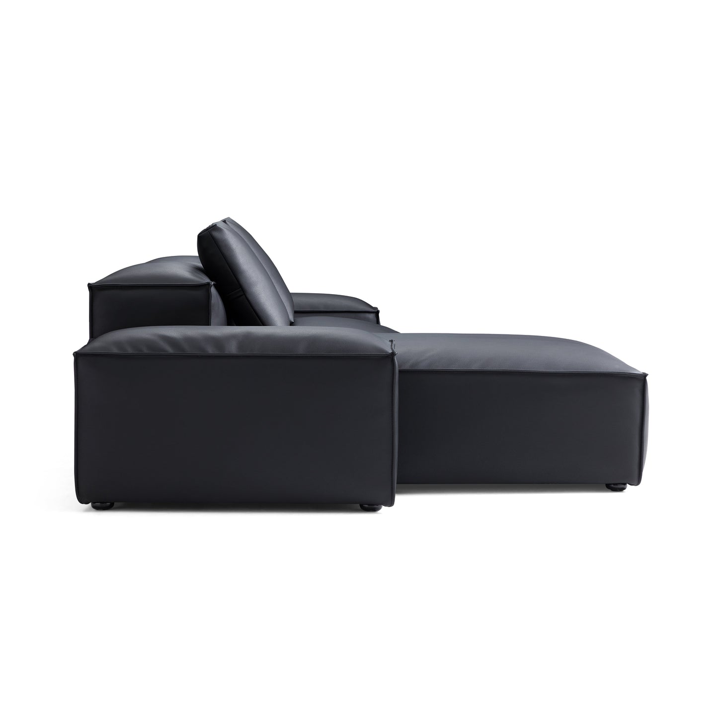 Flex Modular Brown Genuine Leather Sectional-Black