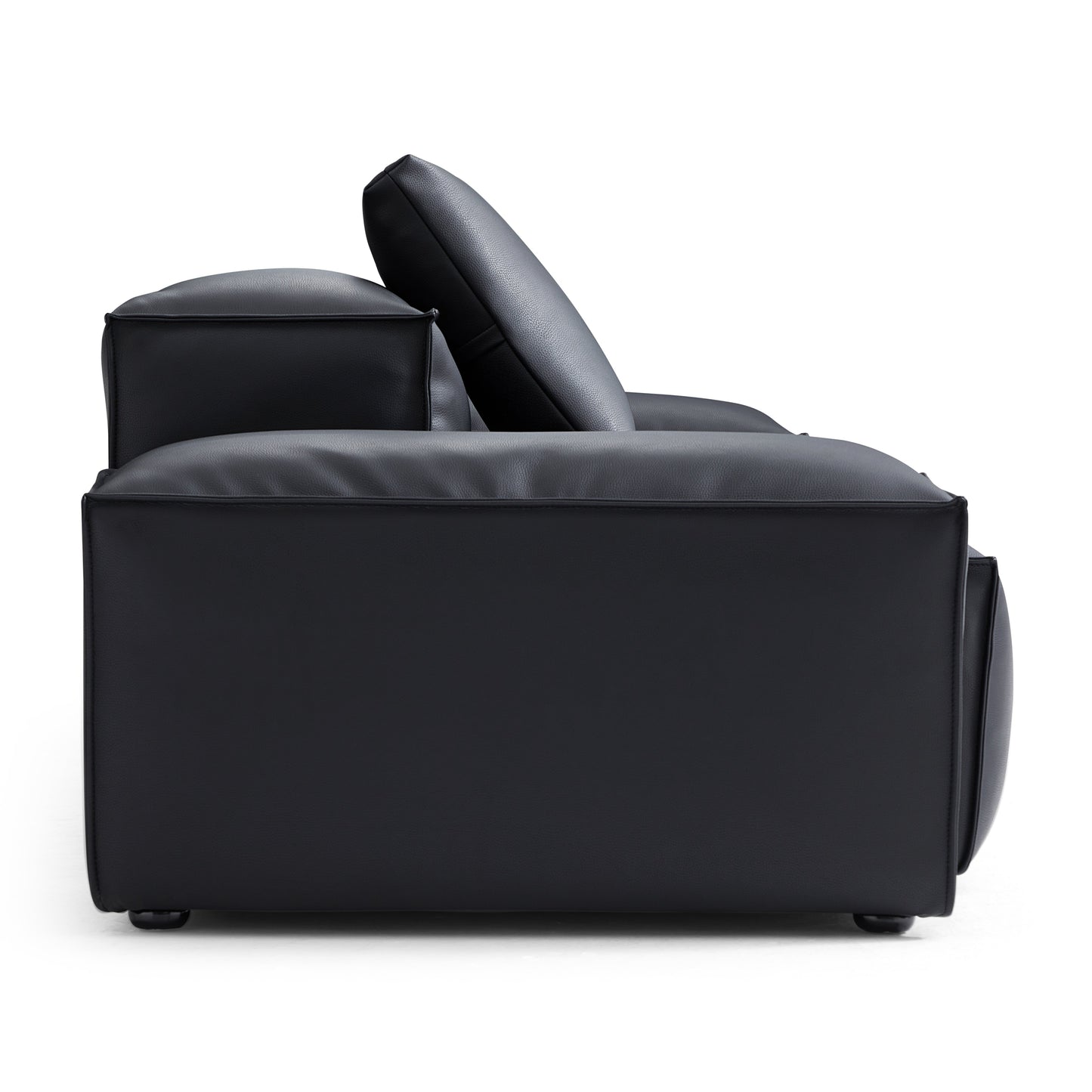 Flex Modular Black Genuine Leather Sofa-Black