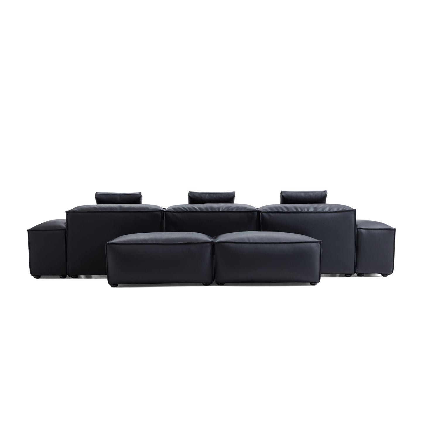 Flex Modular Brown Genuine Leather Double Sided Sectional-Black