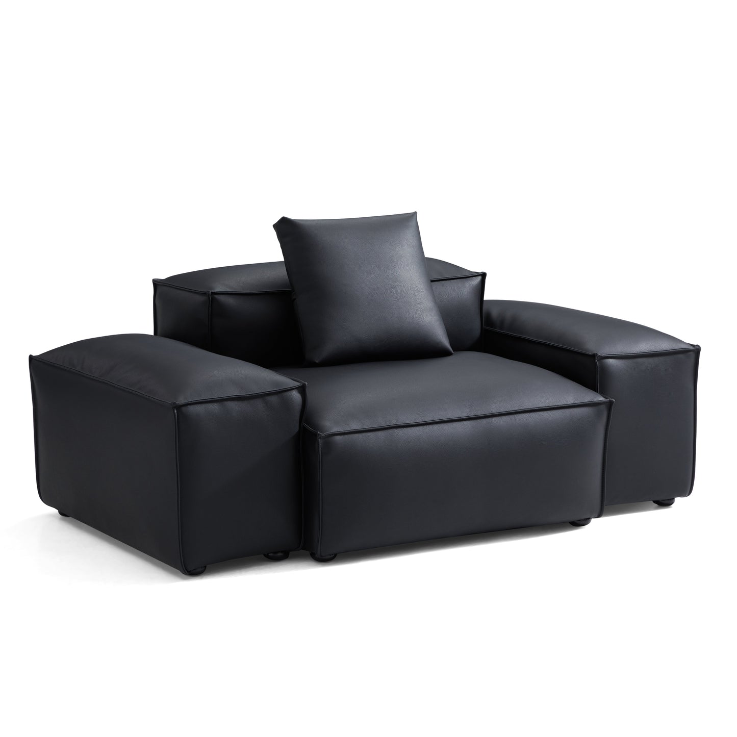 Flex Modular Black Genuine Leather Armchair-hidden