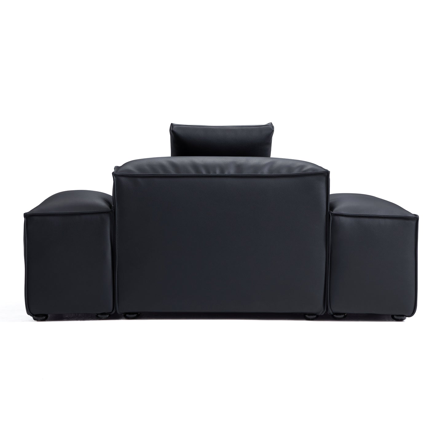 Flex Modular Black Genuine Leather Armchair-Black