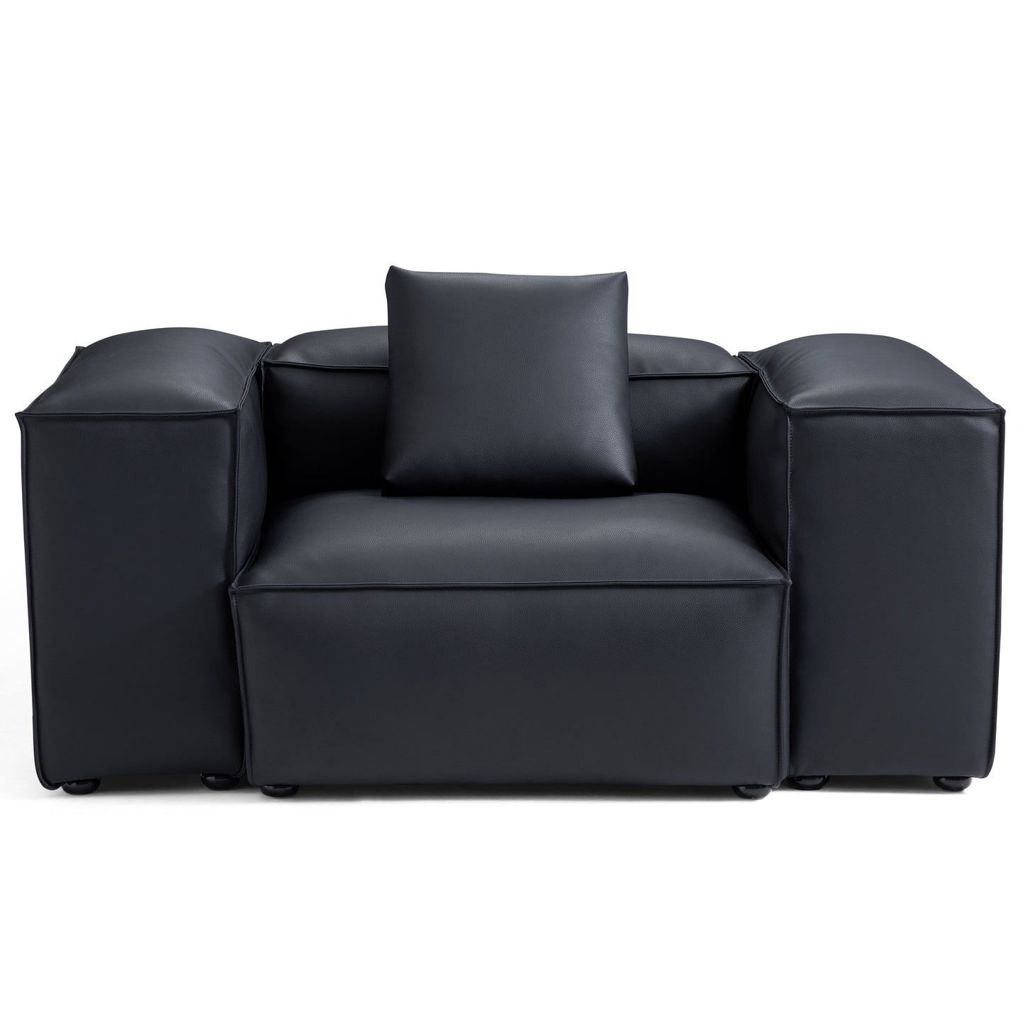 Flex Modular Brown Genuine Leather Armchair-Black-68.1"-High