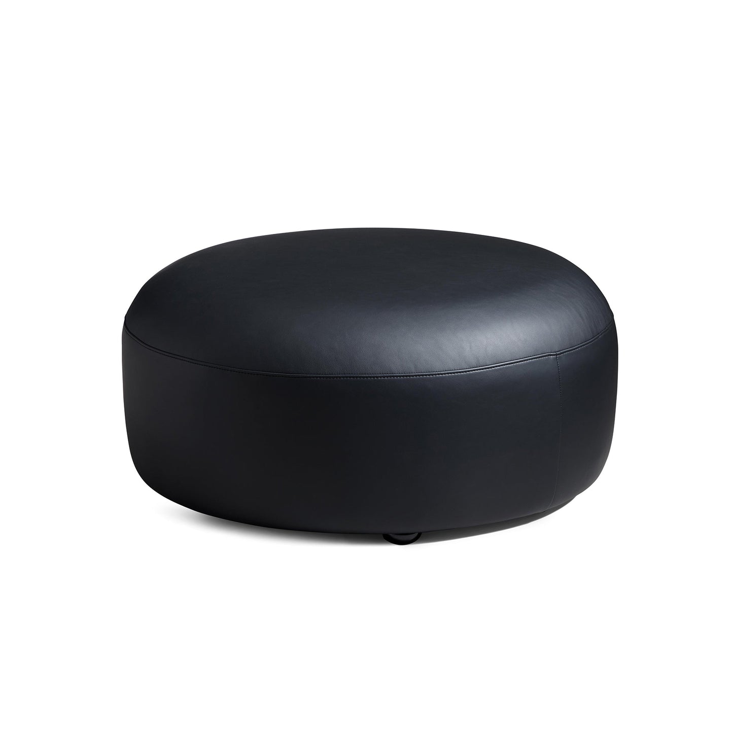 Monolith Round Black Leather Ottoman-hidden