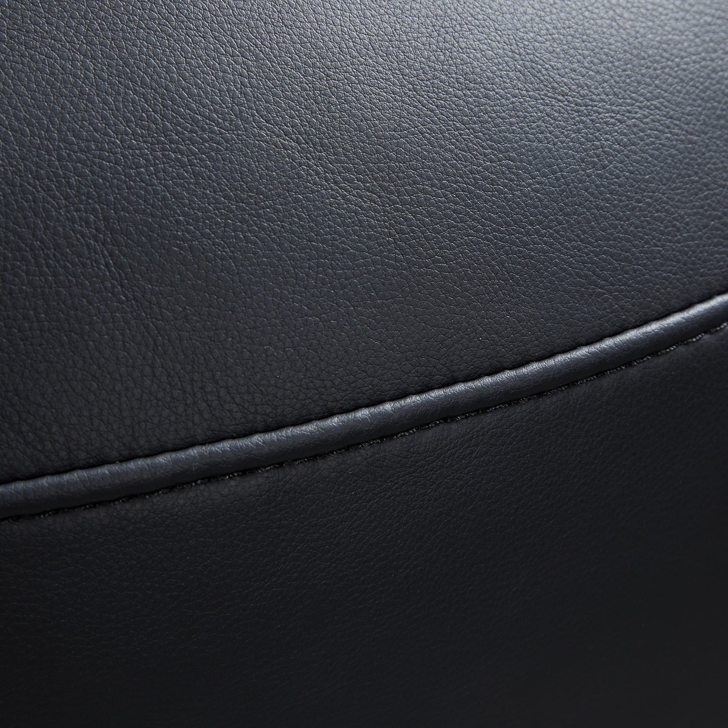 Monolith Round Black Leather Ottoman-Black