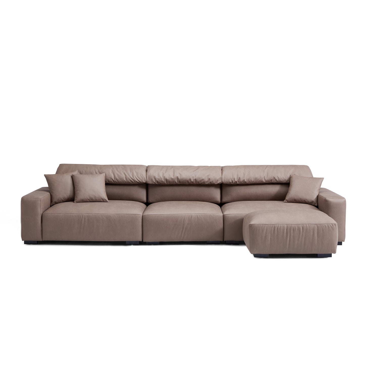 Chestnut Brown Leather Sofa and Ottoman-Brown-144.8"
