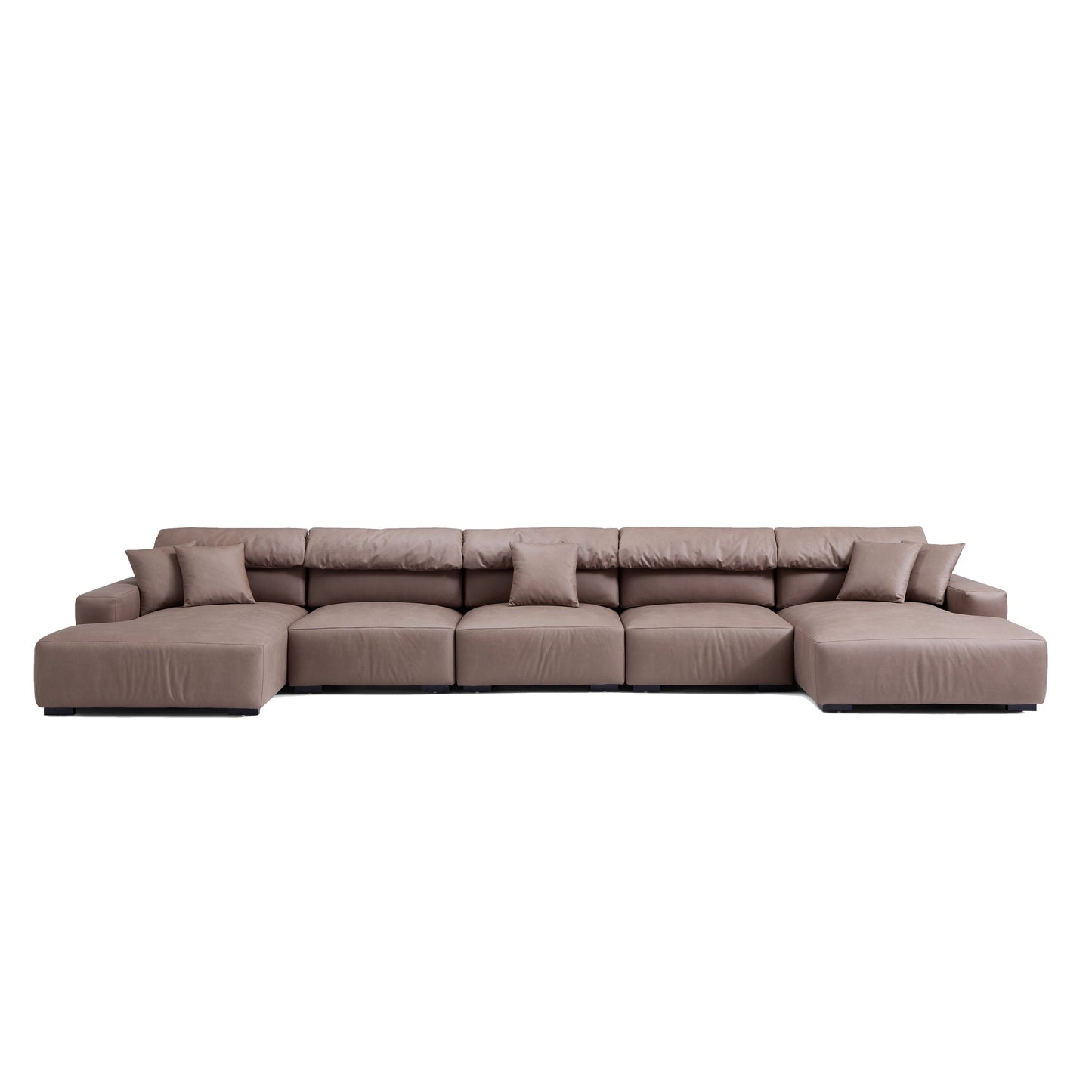 Chestnut Brown Double Chaise Sectional-Brown-199.2"