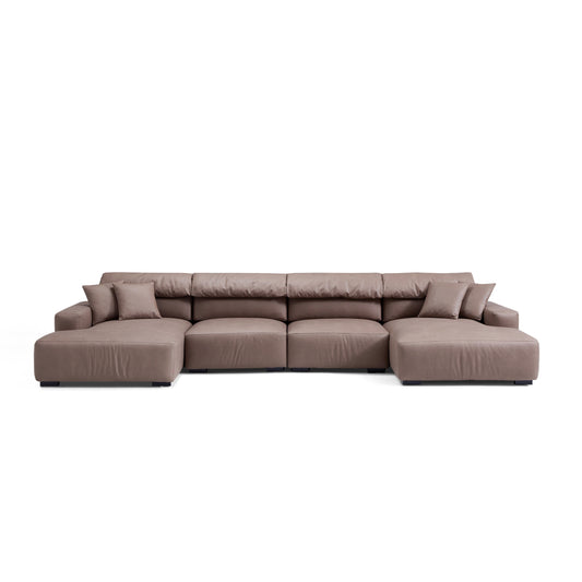 Chestnut Brown Double Chaise Sectional-hidden