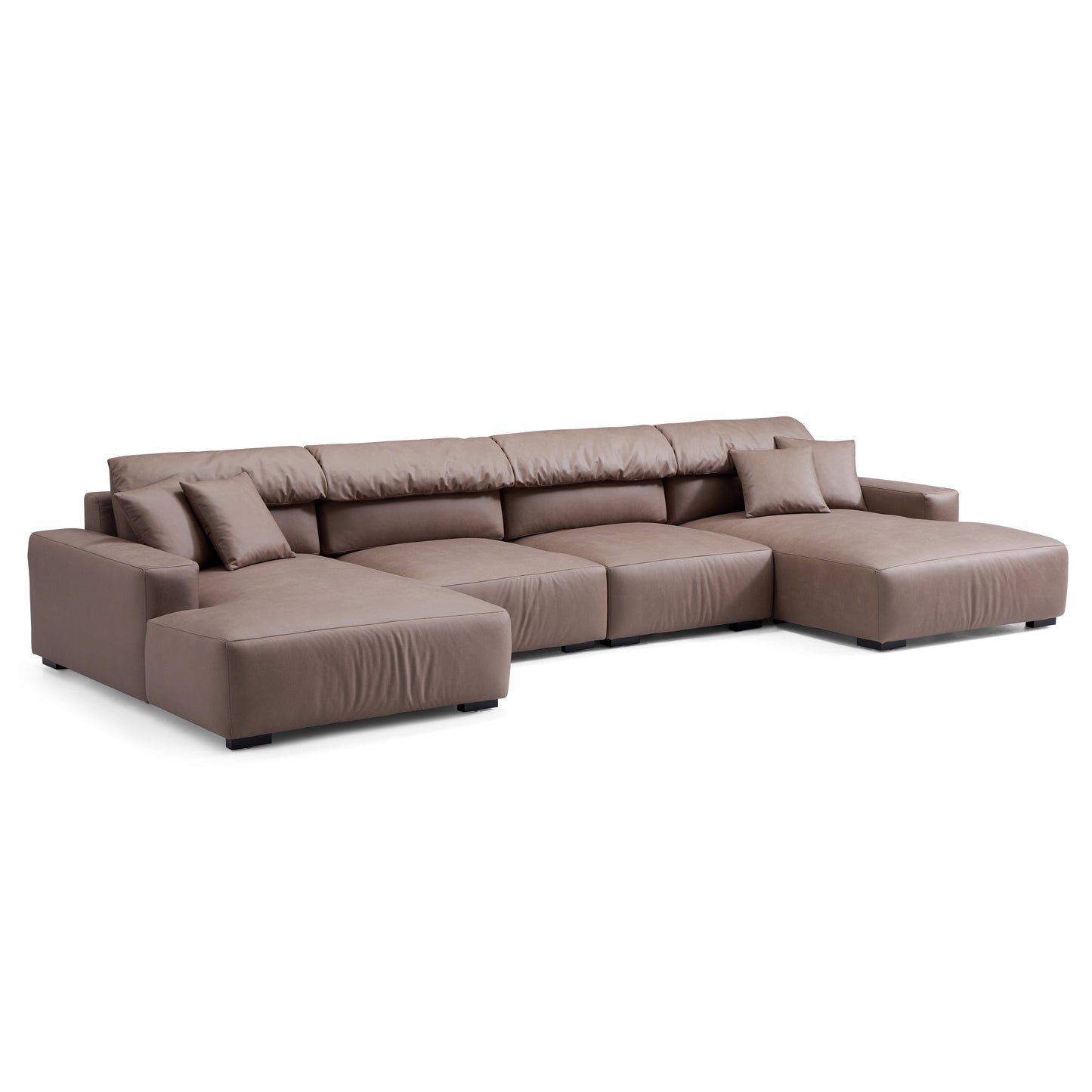 Chestnut Brown Double Chaise Sectional-Brown-163.0"