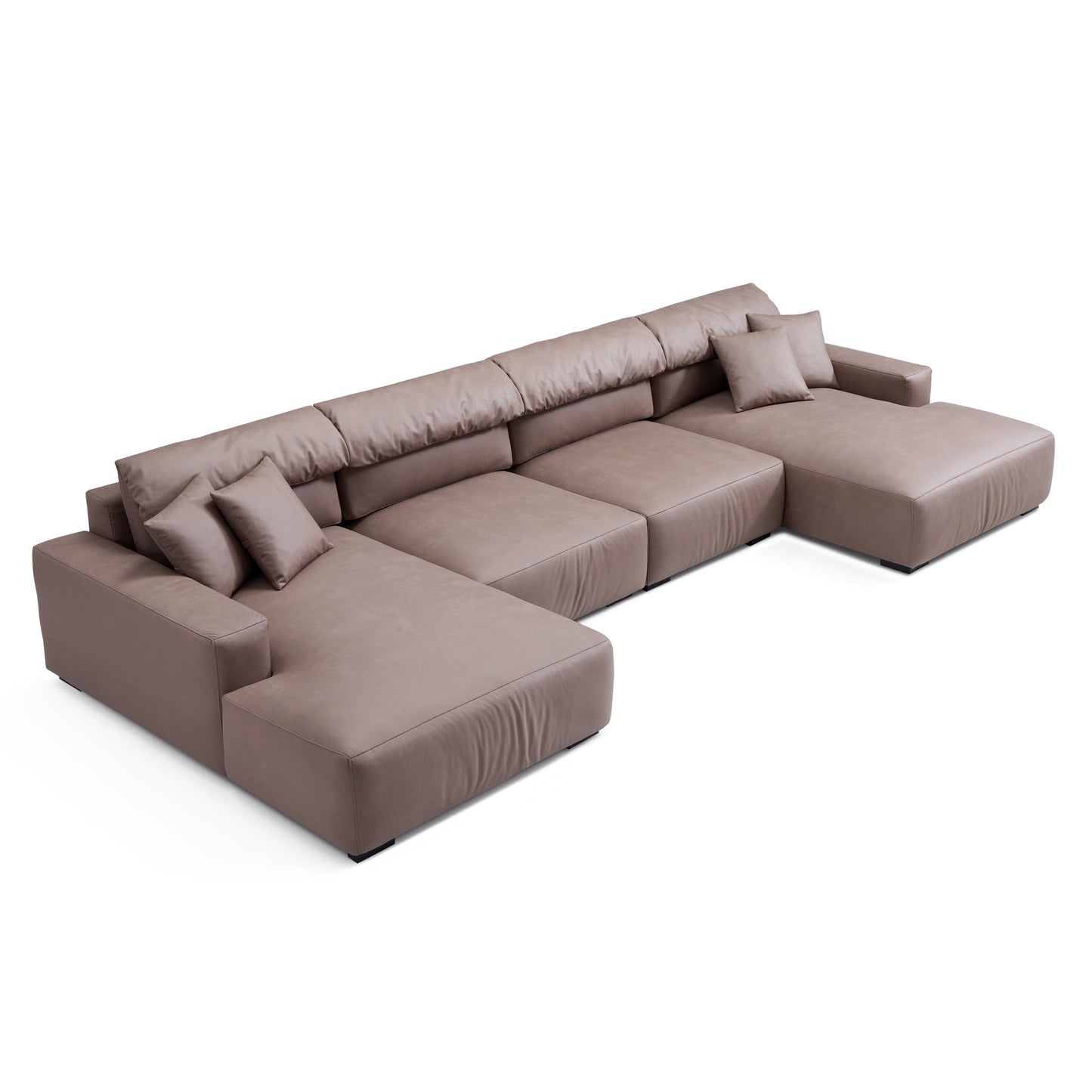 Chestnut Brown Double Chaise Sectional-Brown-163.0"