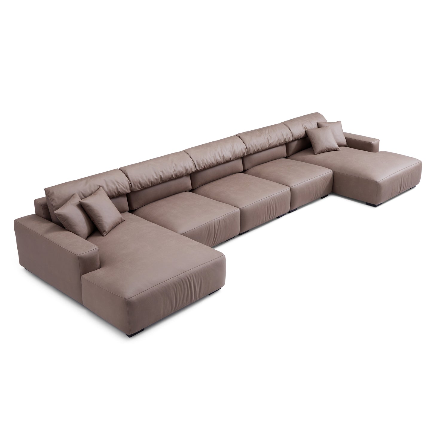 Chestnut Brown Double Chaise Sectional-Brown-199.2"